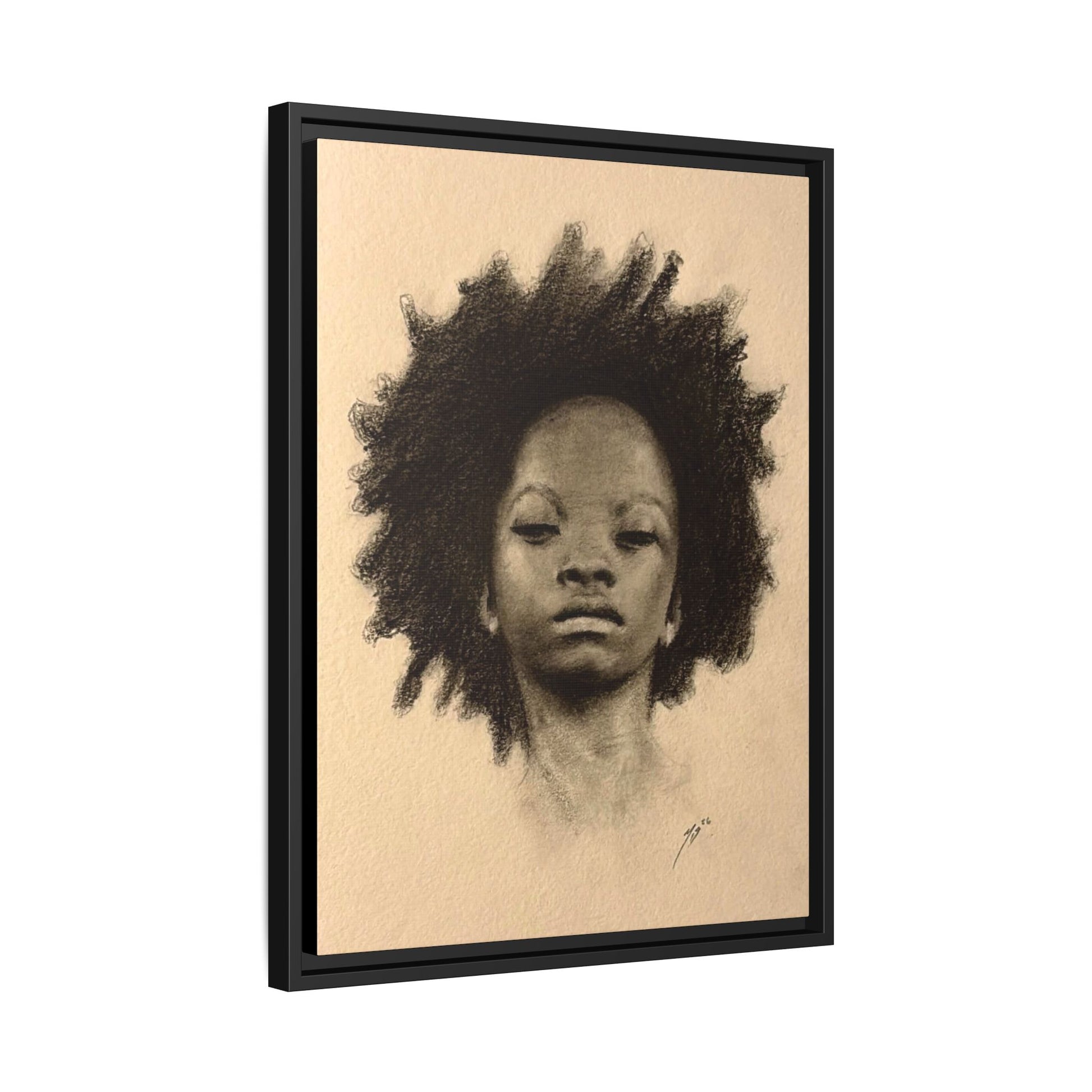 Afro Portrait Matte Canvas Print (Framed)