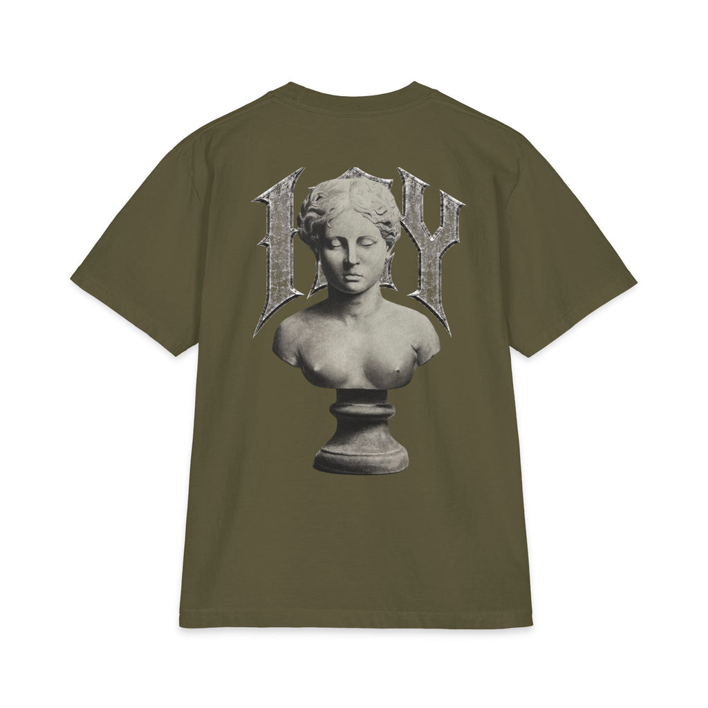 Icy Statue Graphic T‑Shirt — Vintage Gothic Logo Tee