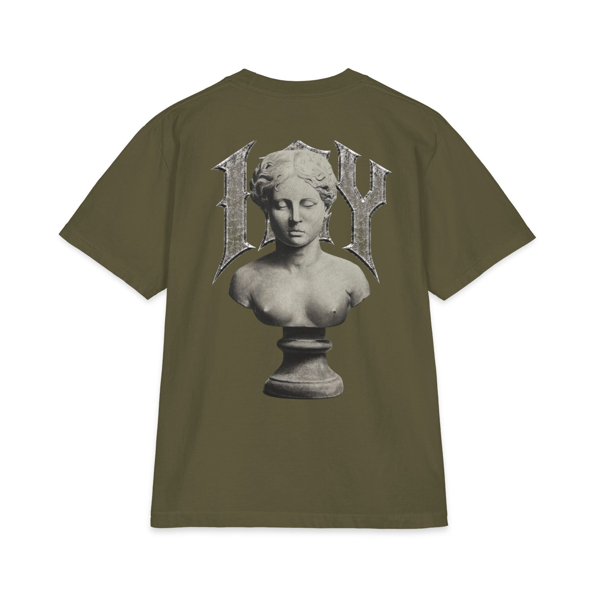 Icy Statue Graphic T‑Shirt — Vintage Gothic Logo Tee