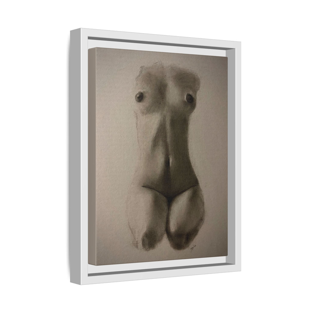 "SUNDOWN" Framed Matte Canvas – Charcoal Nude Torso Art Print