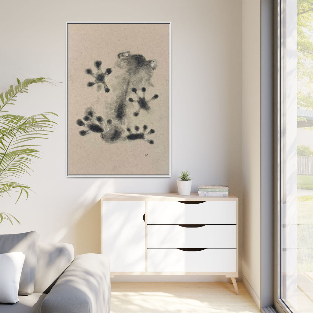 "ICY" FROG Framed Abstract Frog Ink Art — Matte Canvas Wall Print