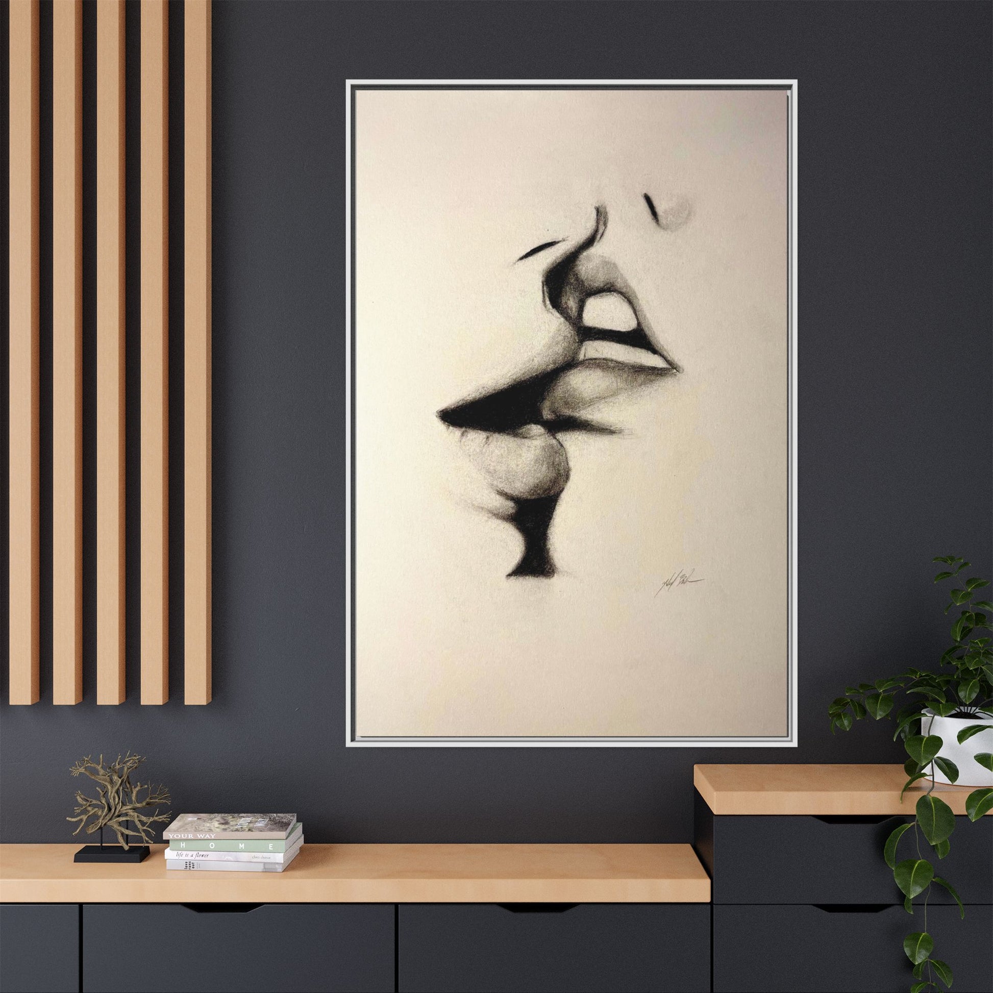 “LIP LOCK” Matte Canvas, Framed (Multi-color)