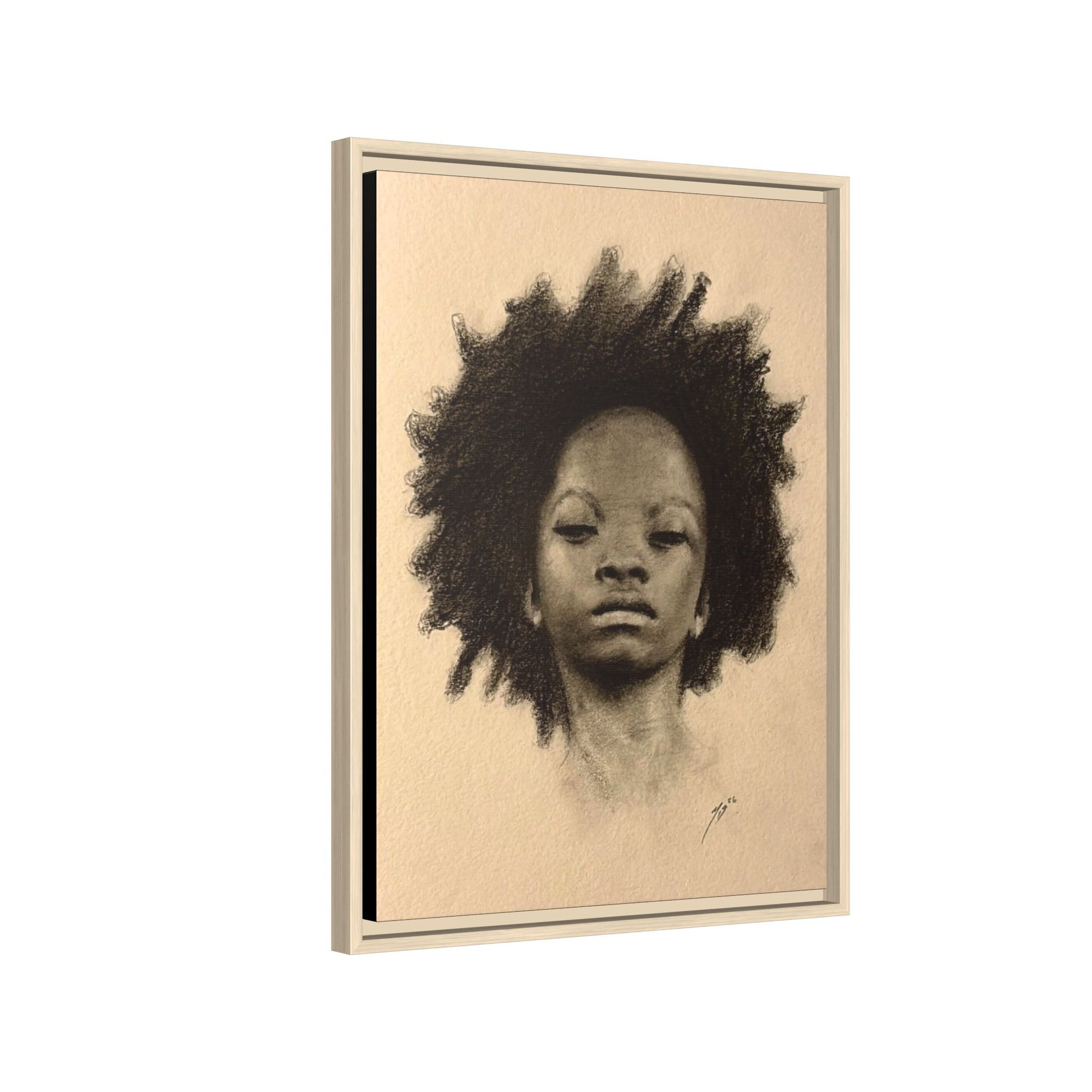 Afro Portrait Matte Canvas Print (Framed)
