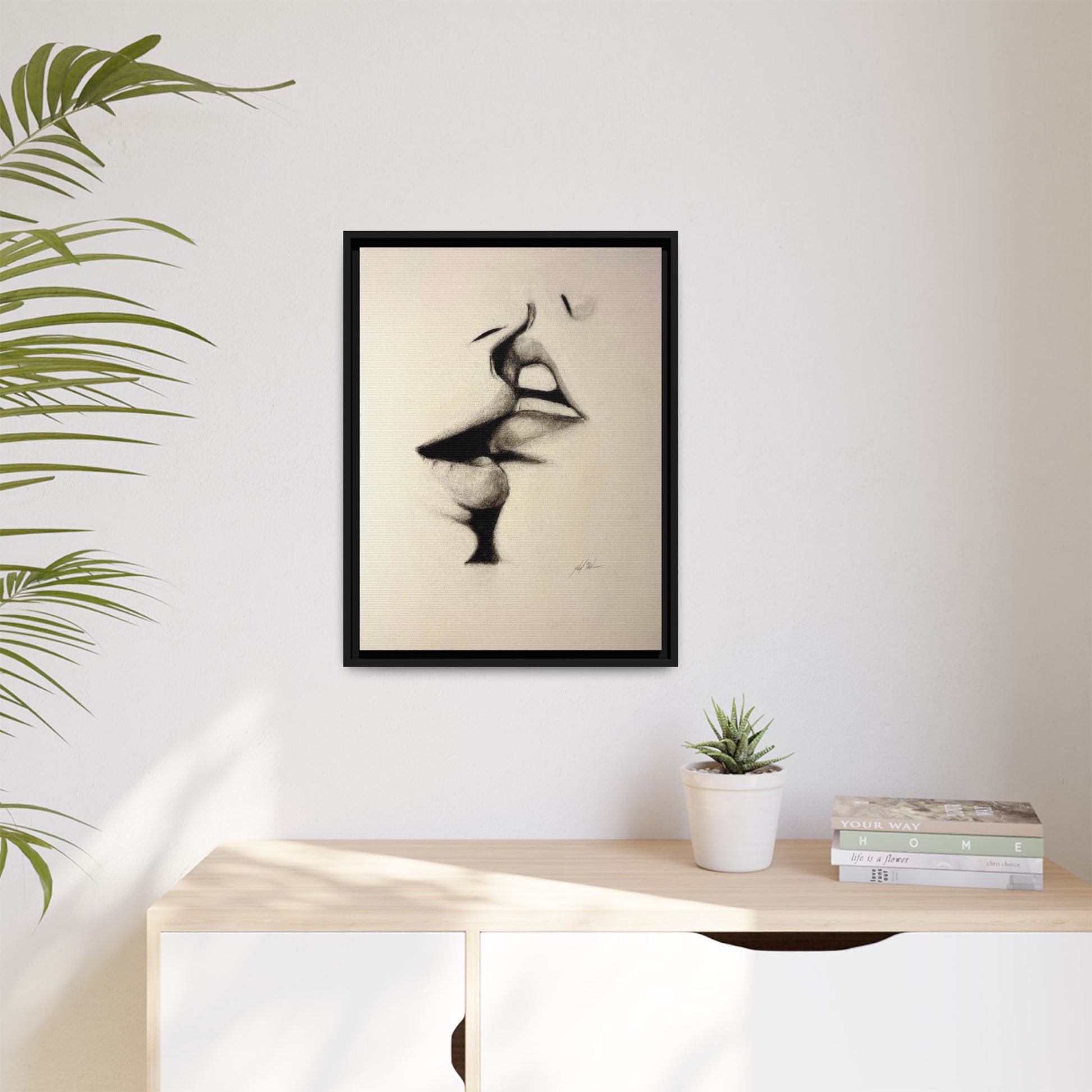 “LIP LOCK” Matte Canvas, Framed (Multi-color)