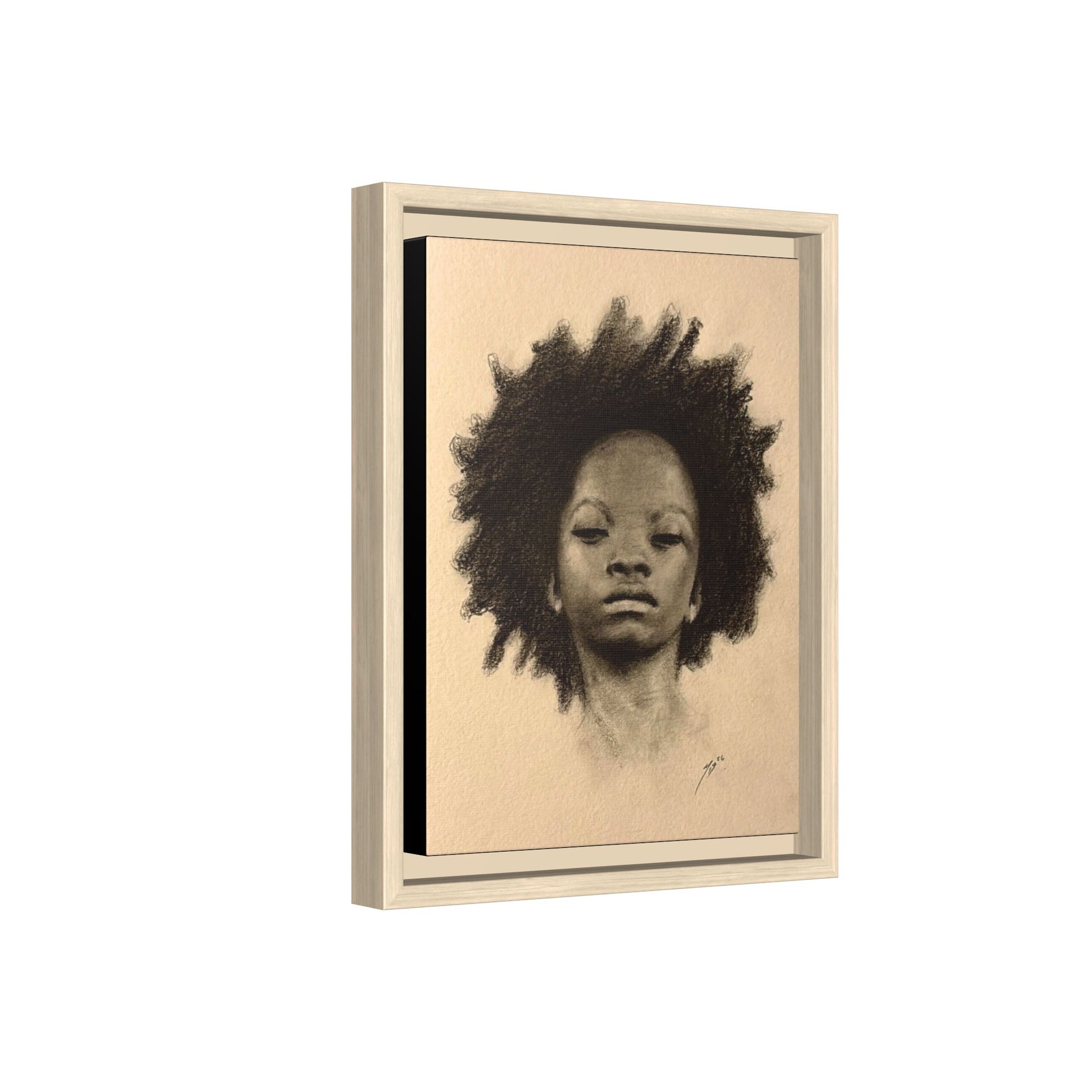 Afro Portrait Matte Canvas Print (Framed)
