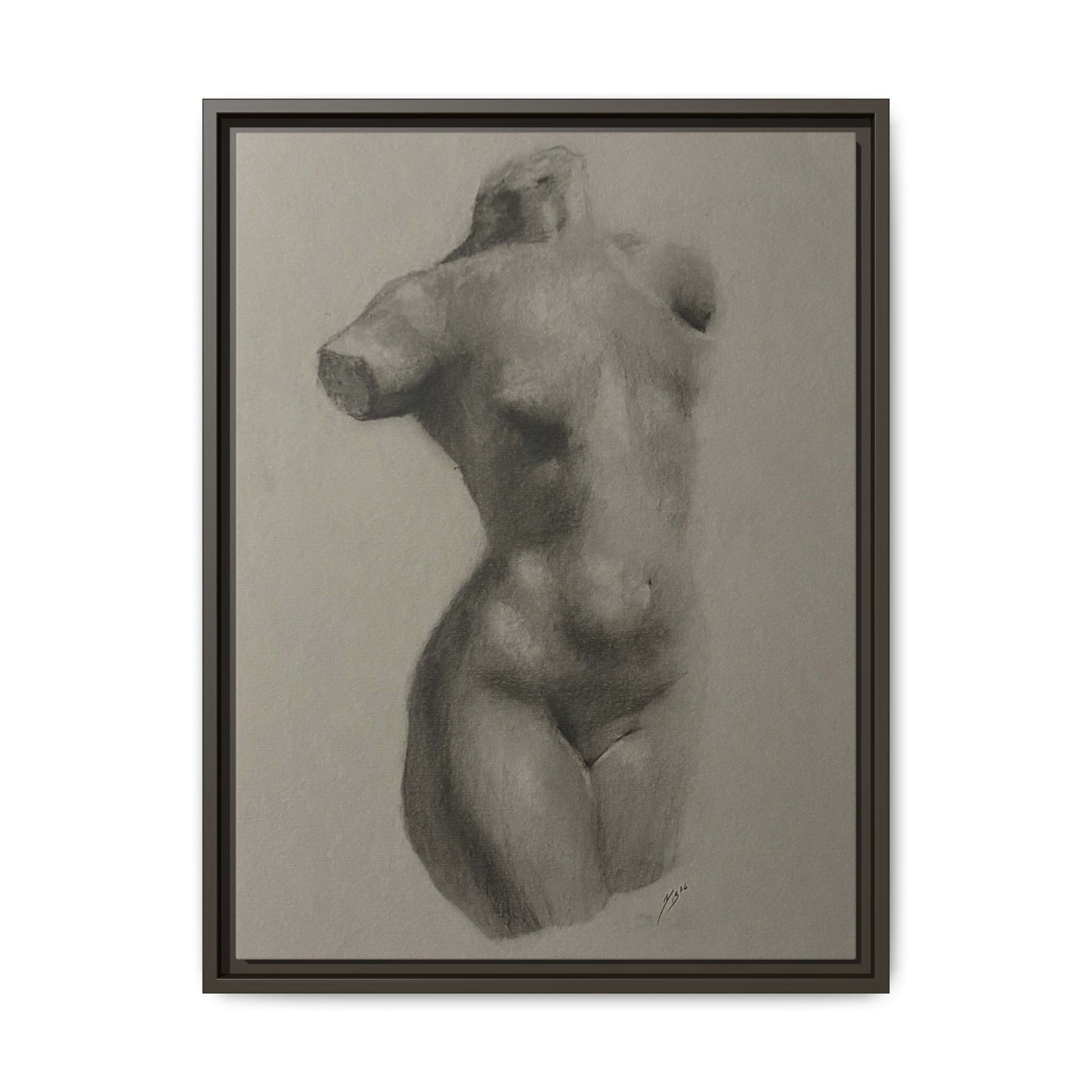 "TENDER CURVES" Framed Canvas - Multi-Color Abstract Female Form