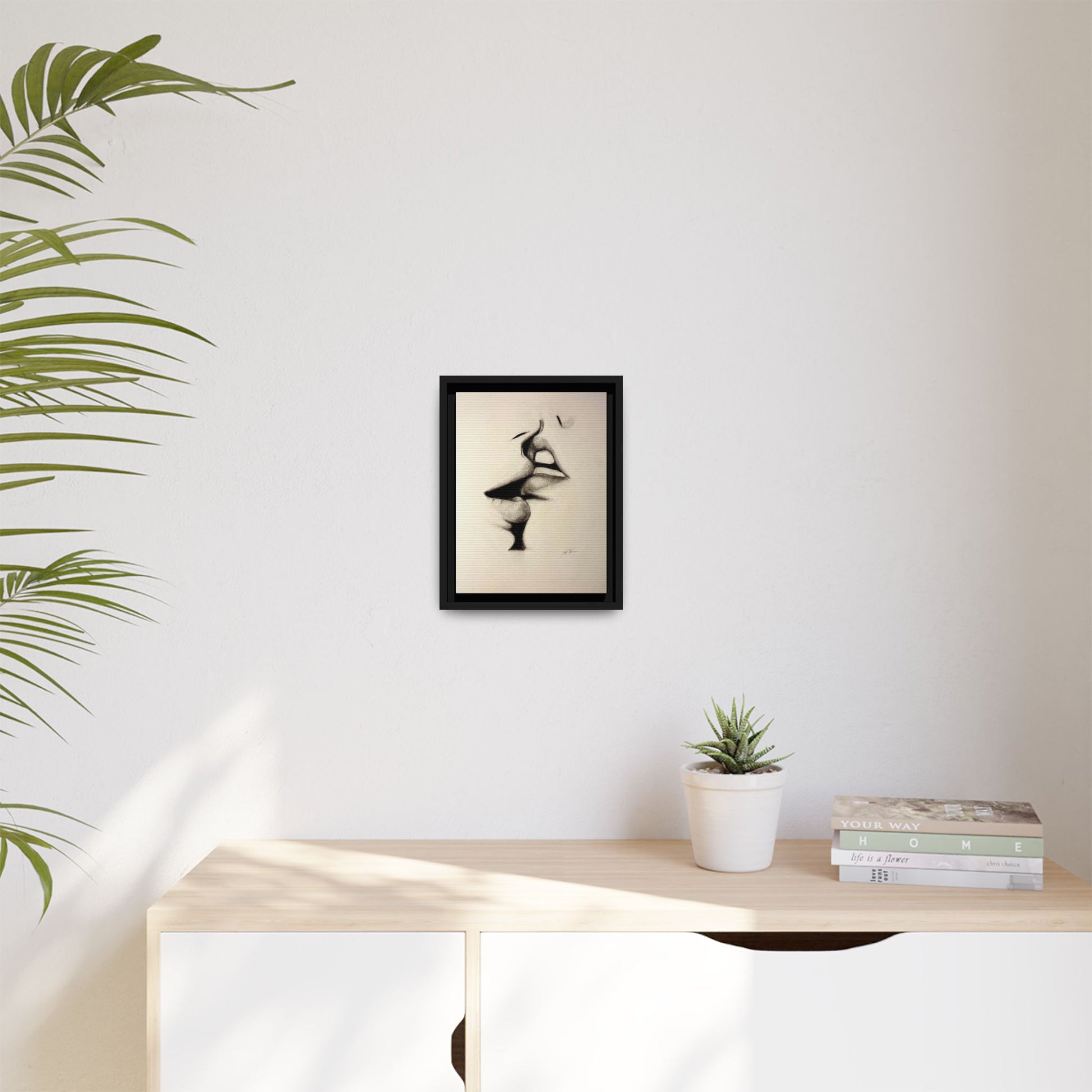“LIP LOCK” Matte Canvas, Framed (Multi-color)