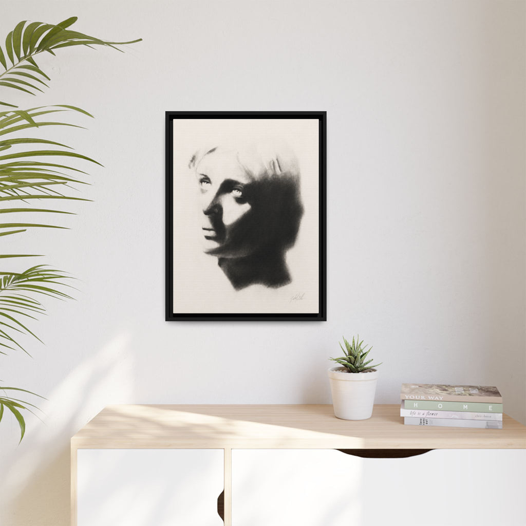 "SHADOW" Framed Matte Canvas Art — Monochrome Portrait Silhouette