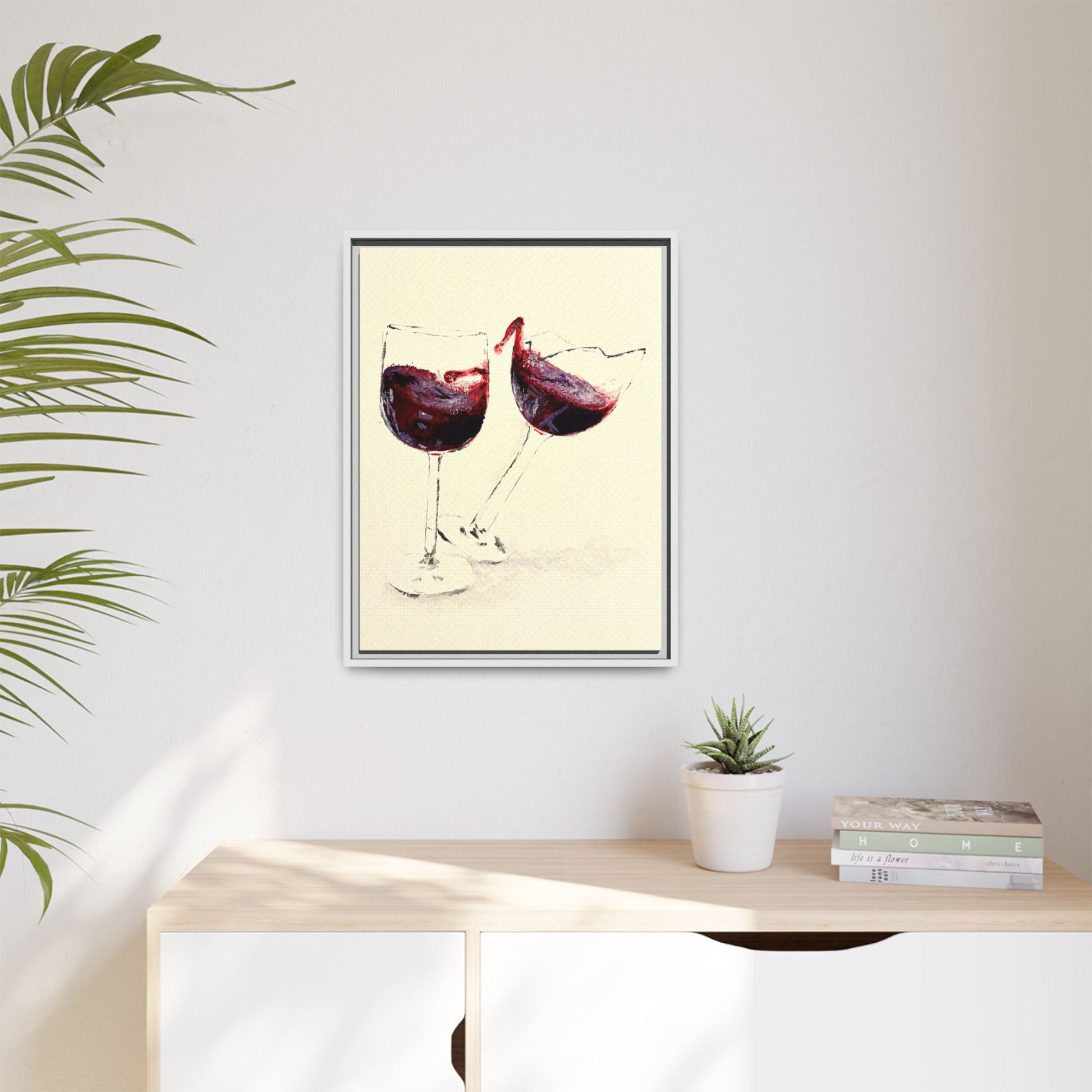 “Wine Glasses” Matte Canvas, Framed (Multi-color)