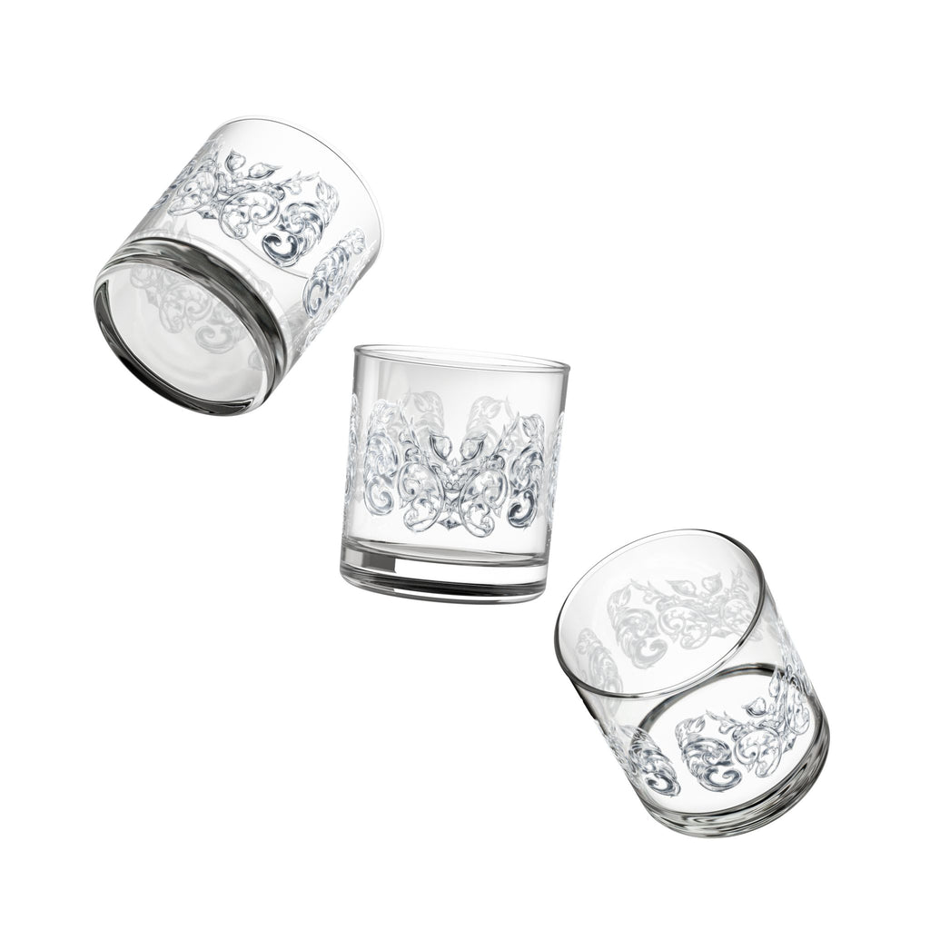 10oz Engraved Rocks Glass — Ornate Swirl Whiskey Tumbler