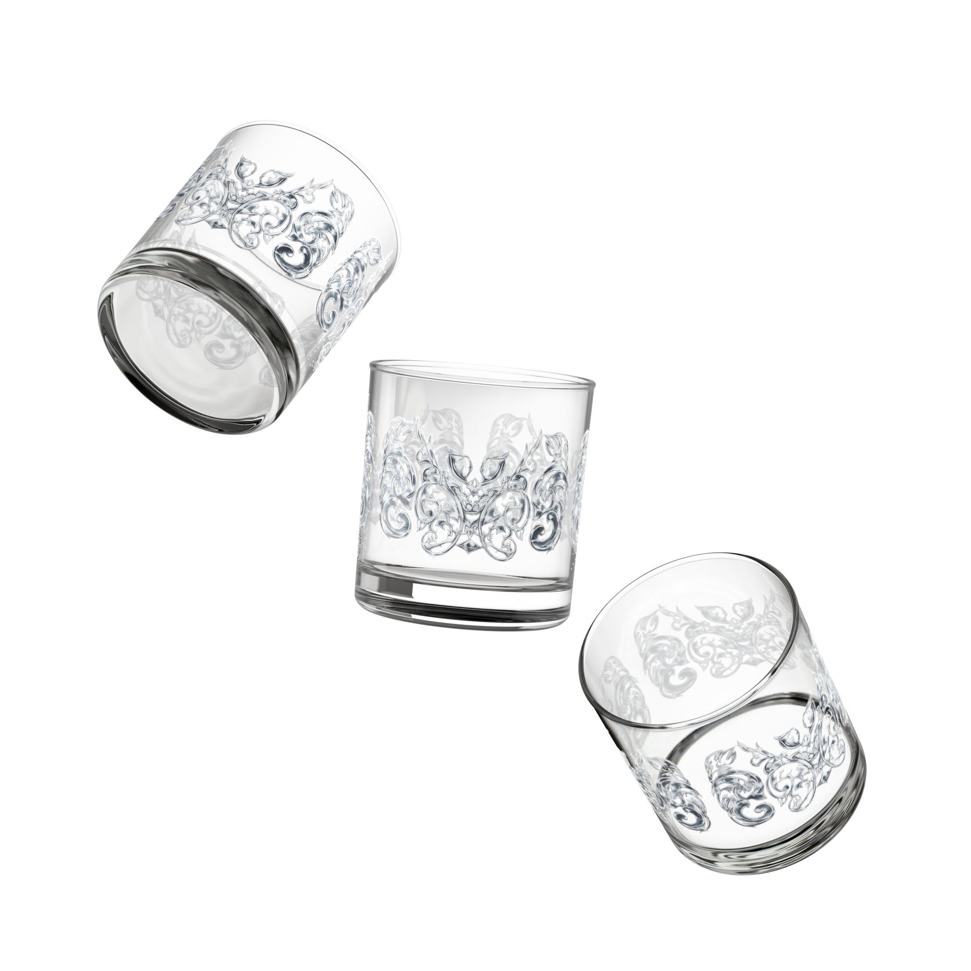 10oz Engraved Rocks Glass — Ornate Swirl Whiskey Tumbler