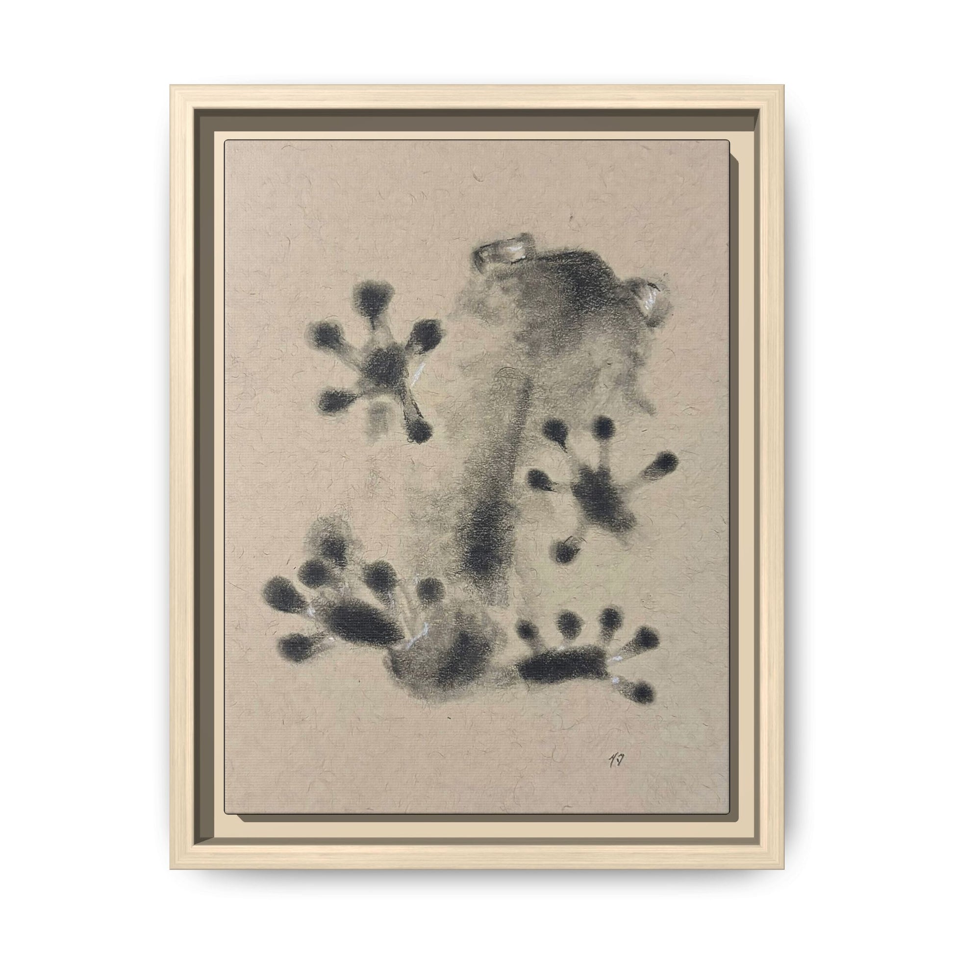 "ICY" FROG Framed Abstract Frog Ink Art — Matte Canvas Wall Print