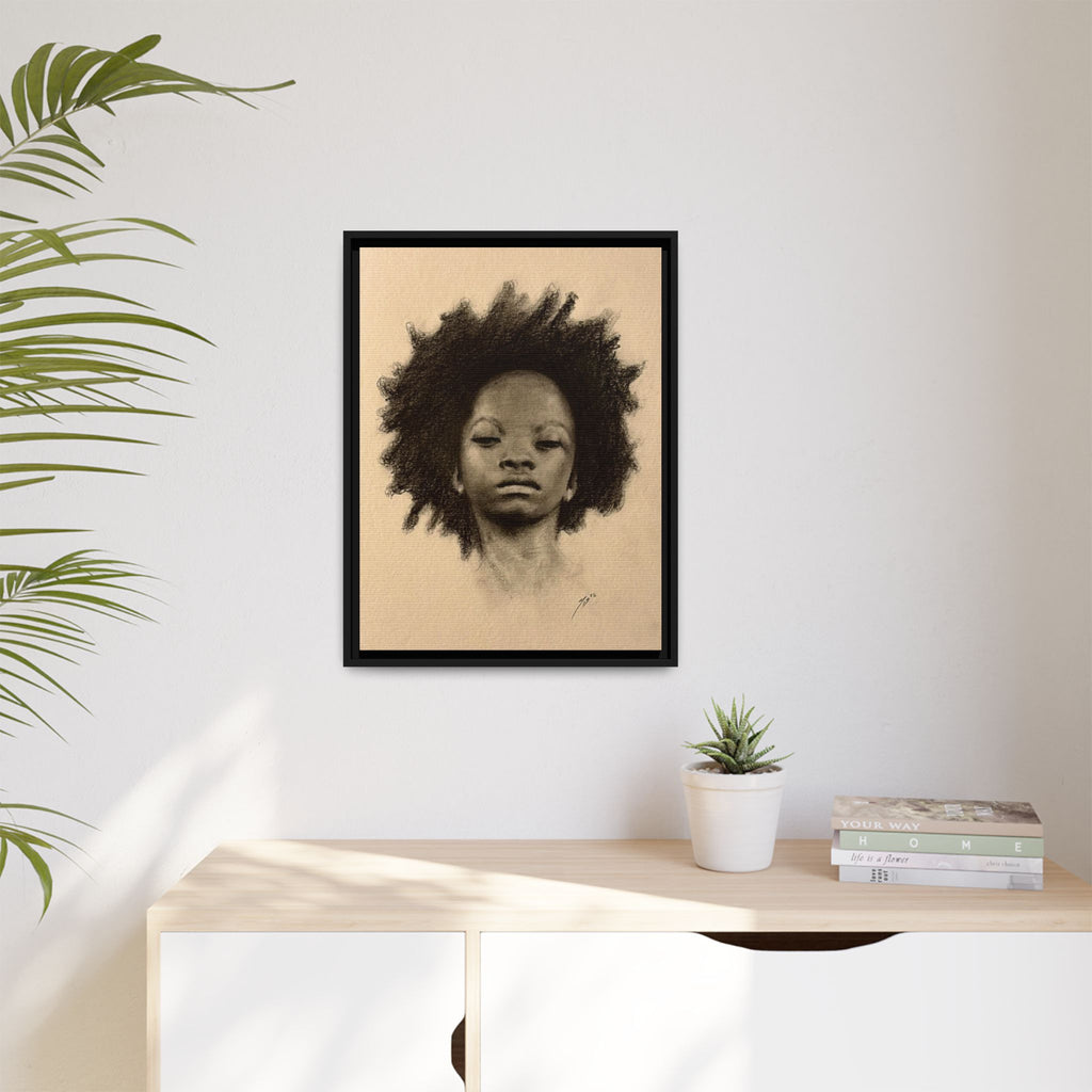 Afro Portrait Matte Canvas Print (Framed)