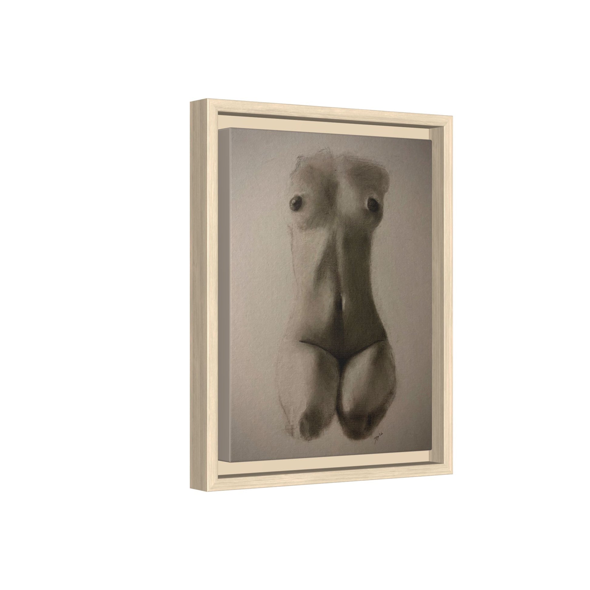 "SUNDOWN" Framed Matte Canvas – Charcoal Nude Torso Art Print