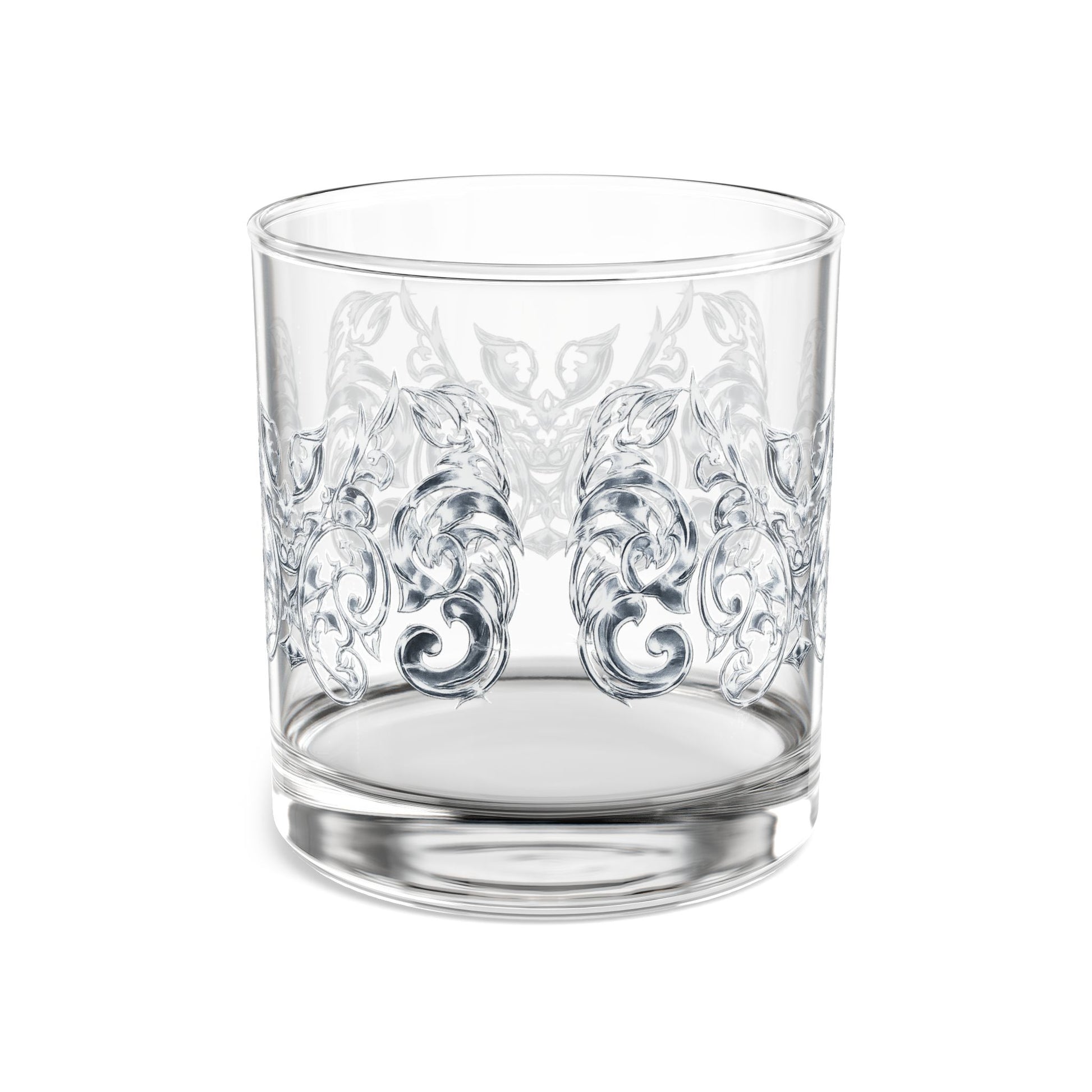 10oz Engraved Rocks Glass — Ornate Swirl Whiskey Tumbler