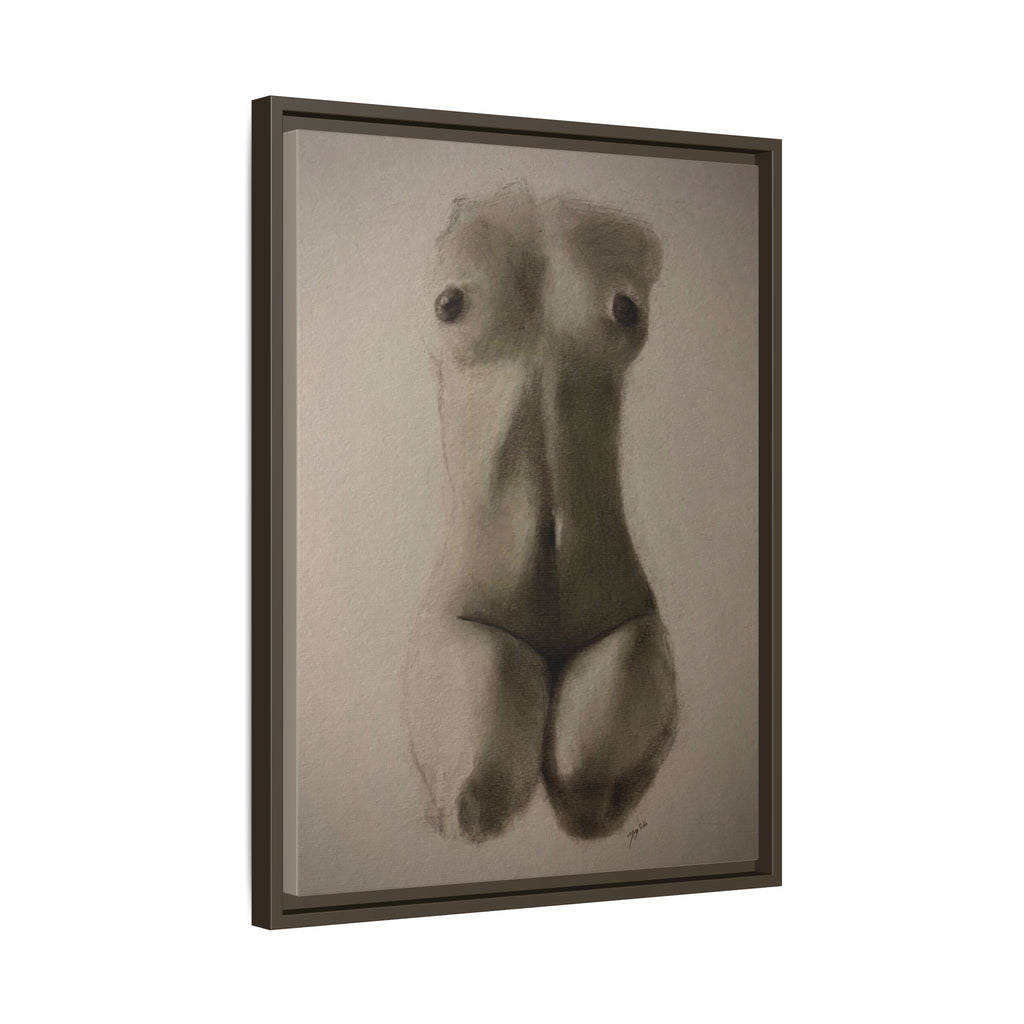 "SUNDOWN" Framed Matte Canvas – Charcoal Nude Torso Art Print