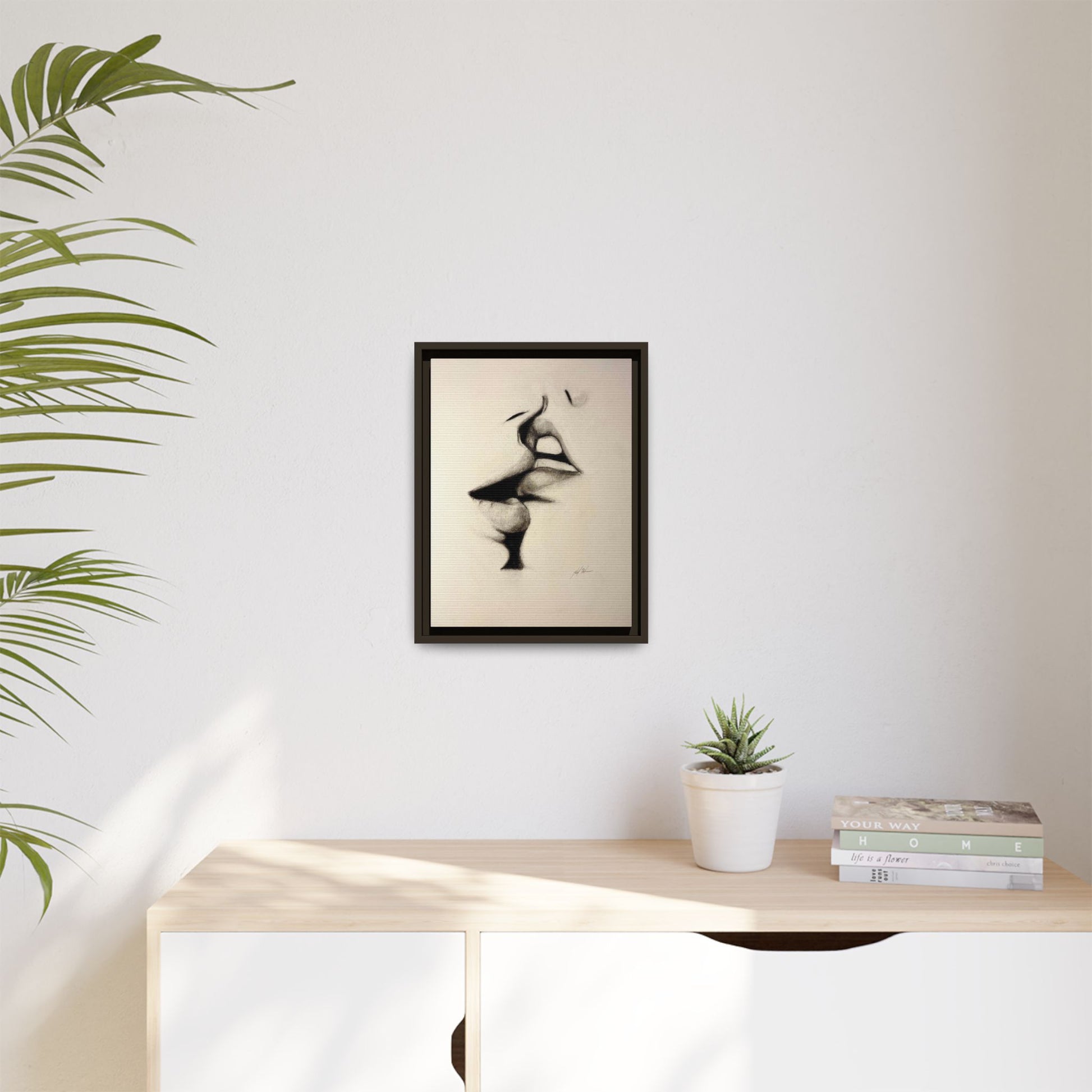 “LIP LOCK” Matte Canvas, Framed (Multi-color)