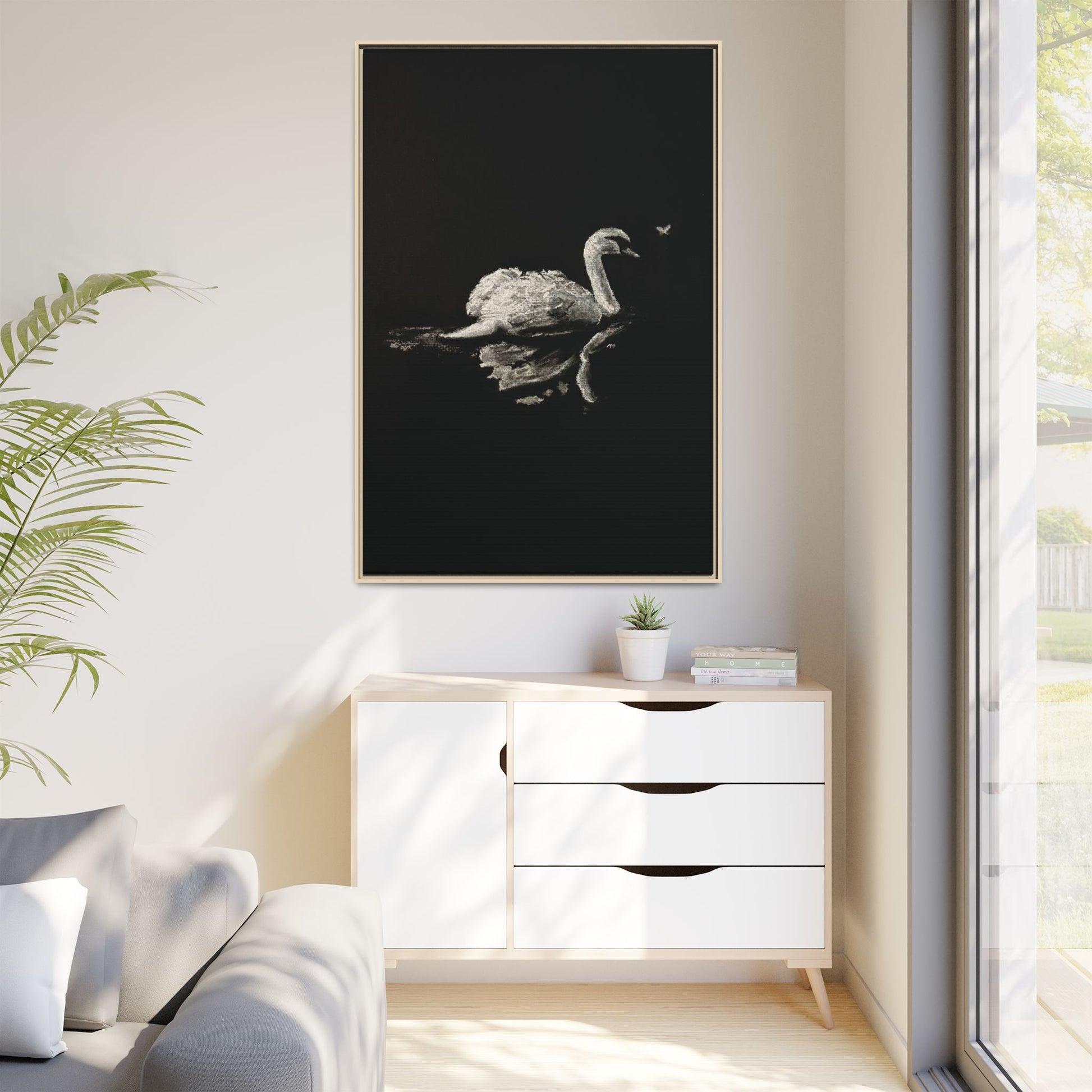 “Swan” Matte Canvas, Framed (Multi-color)