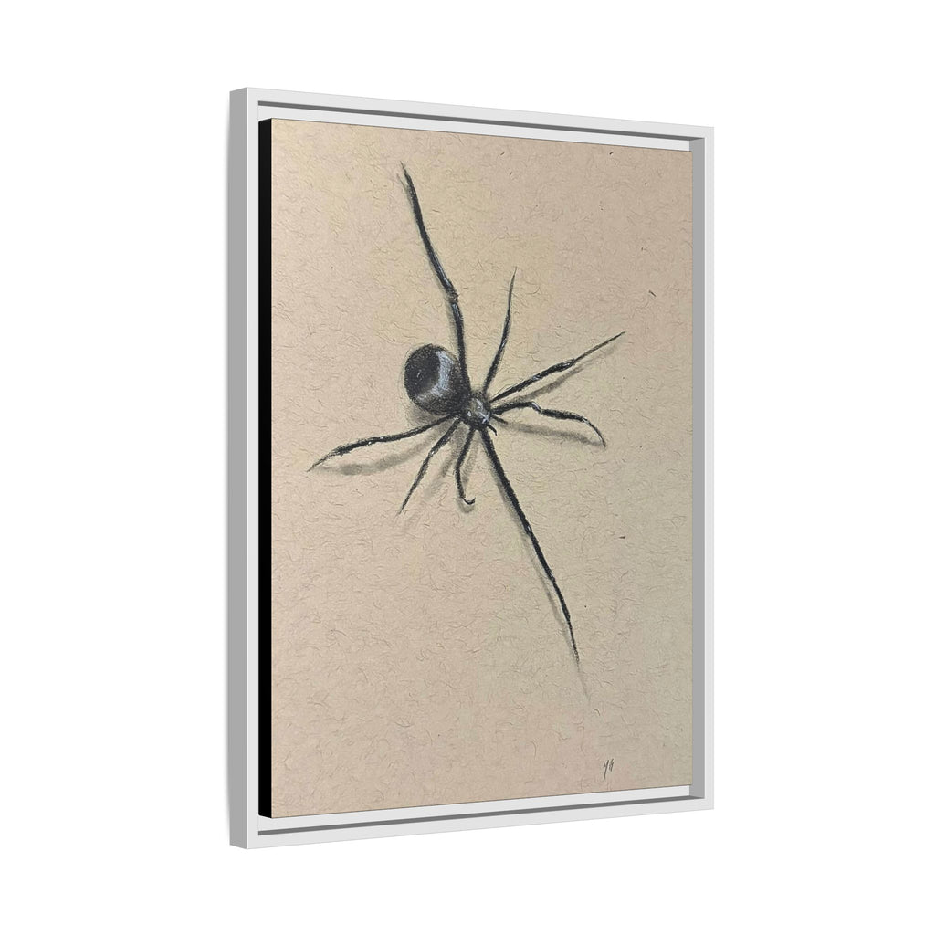 "ICY" SPIDER Framed Canvas Art — Minimal Black Spider Sketch