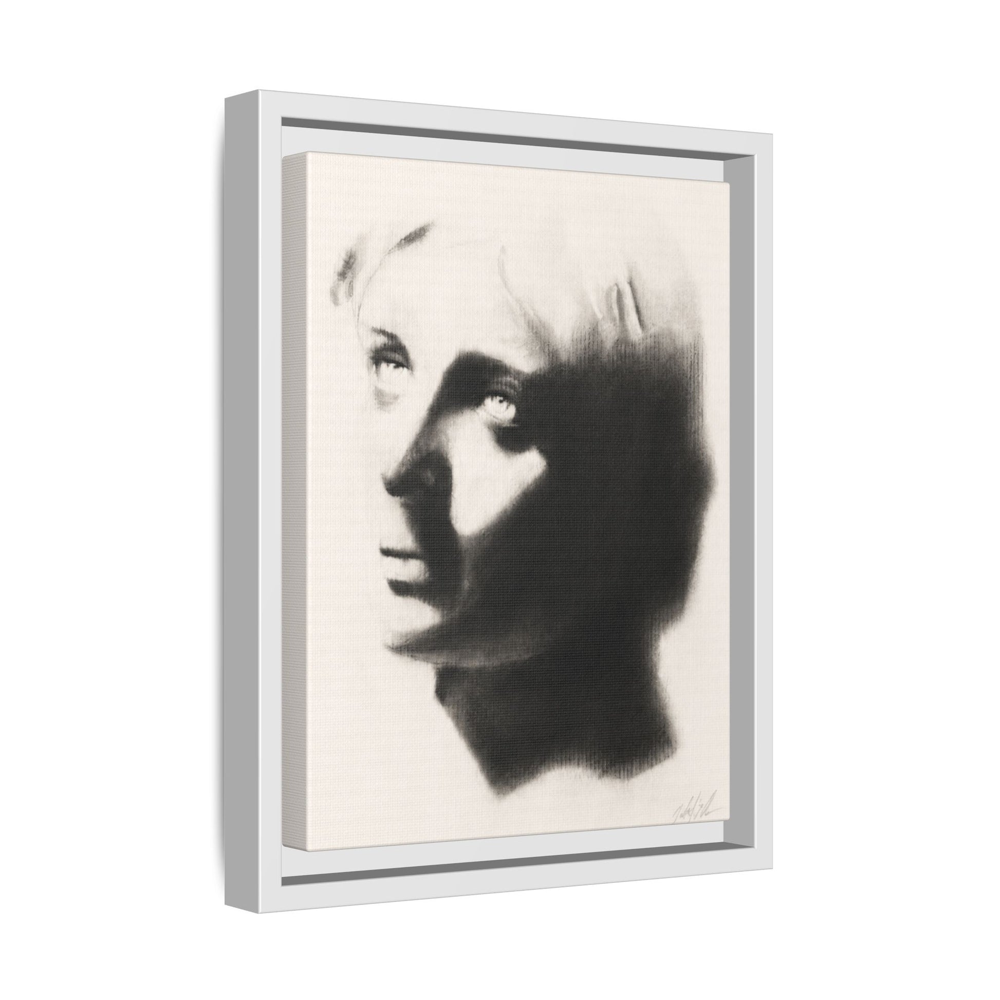 "SHADOW" Framed Matte Canvas Art — Monochrome Portrait Silhouette