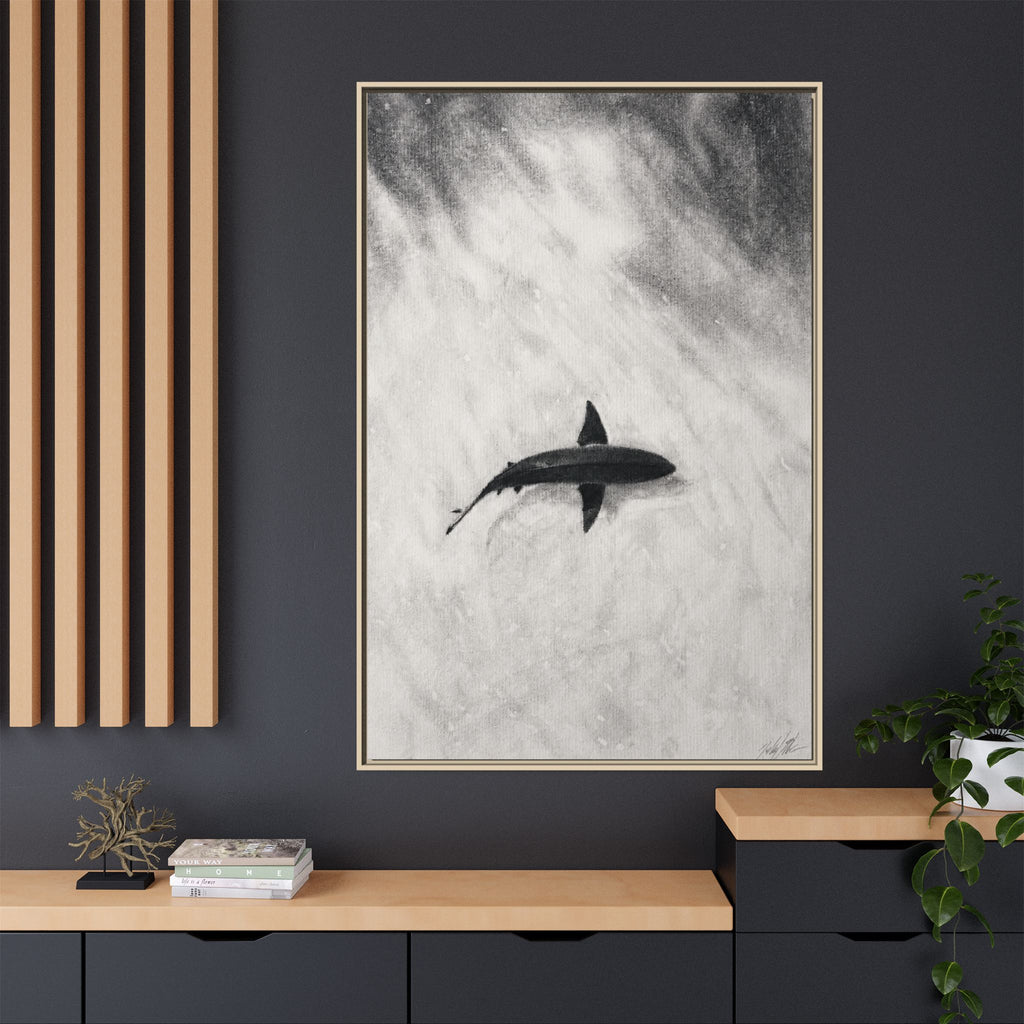 “SHARK!” Matte Canvas, Framed (Multi-color)