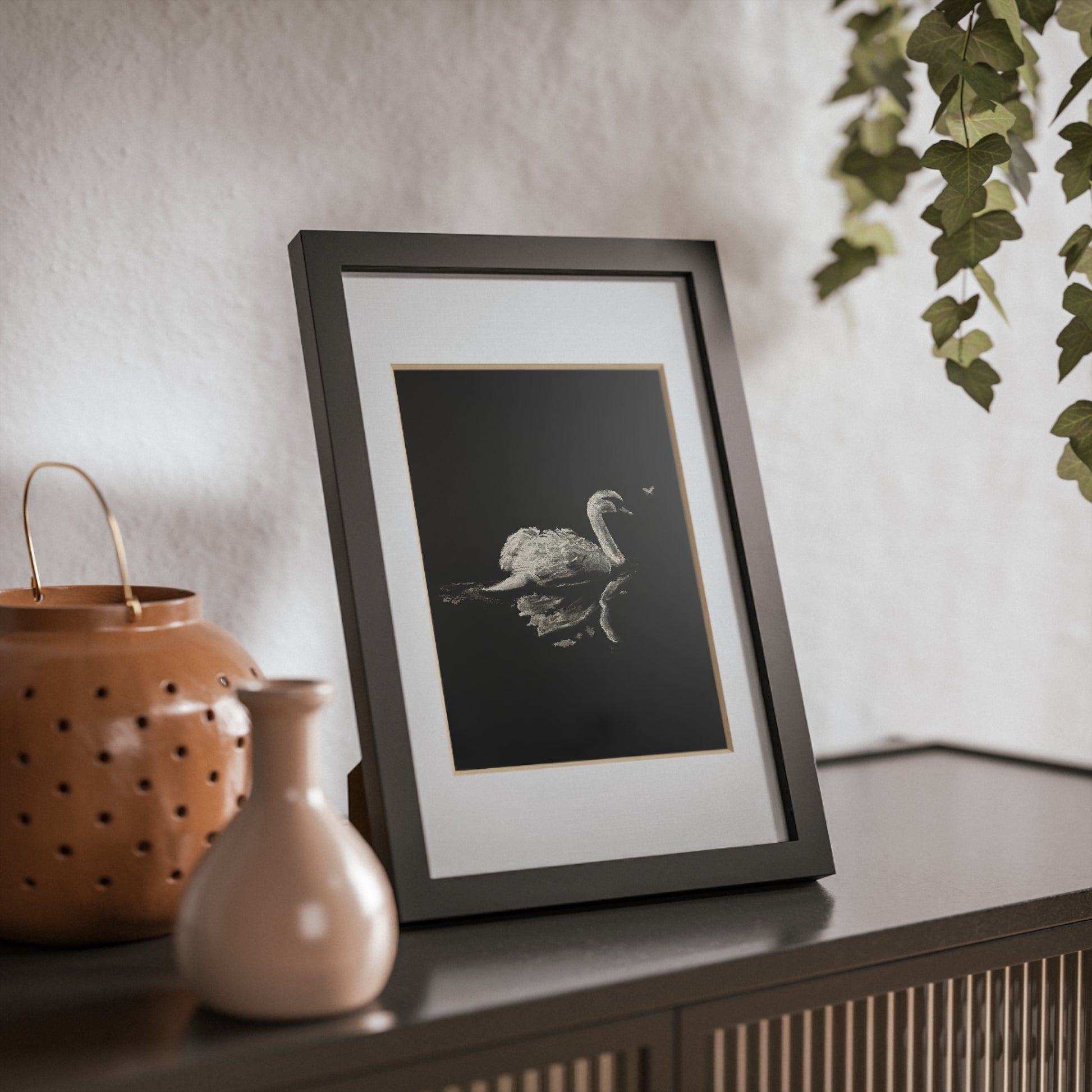 “Swan” Framed Posters, Black