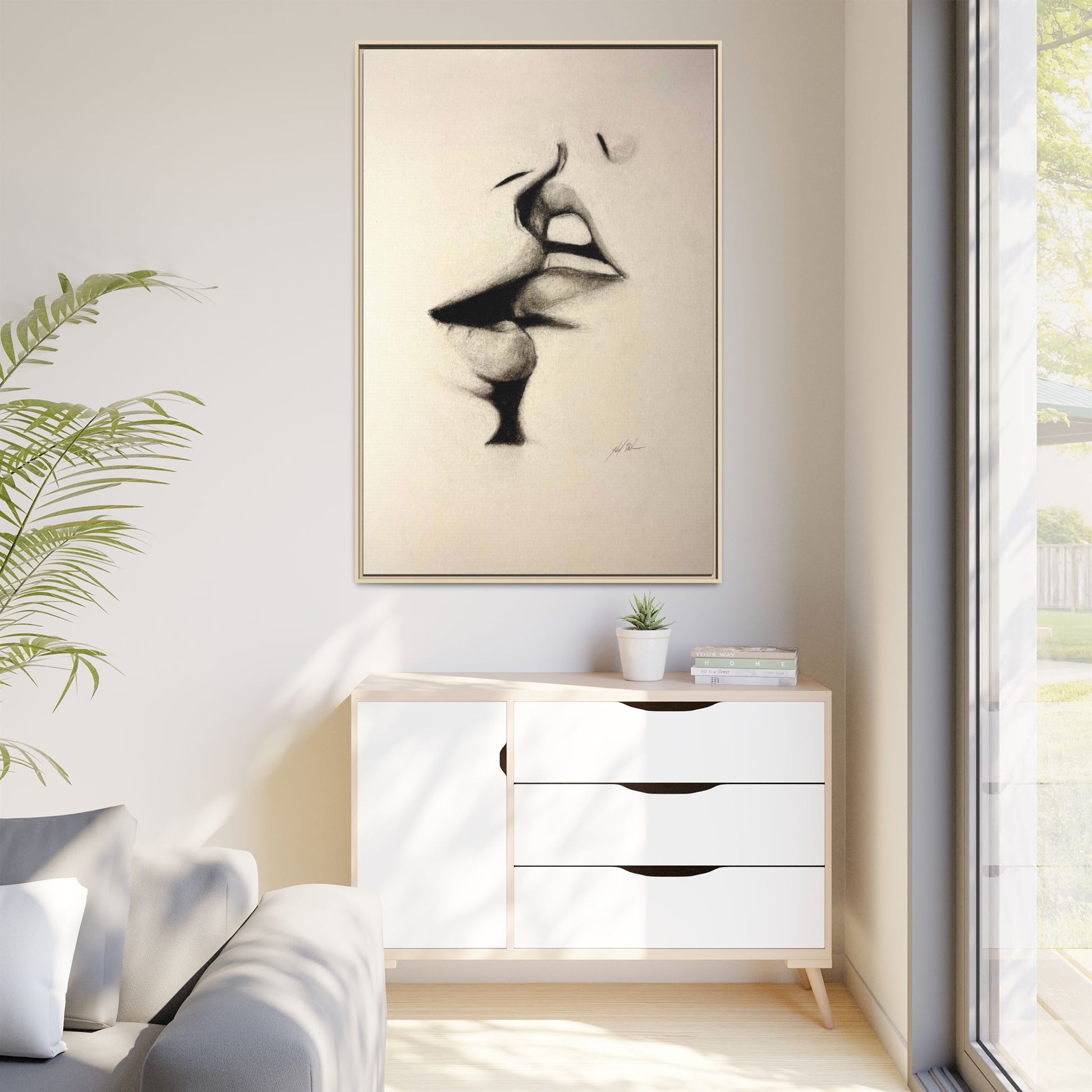 “LIP LOCK” Matte Canvas, Framed (Multi-color)
