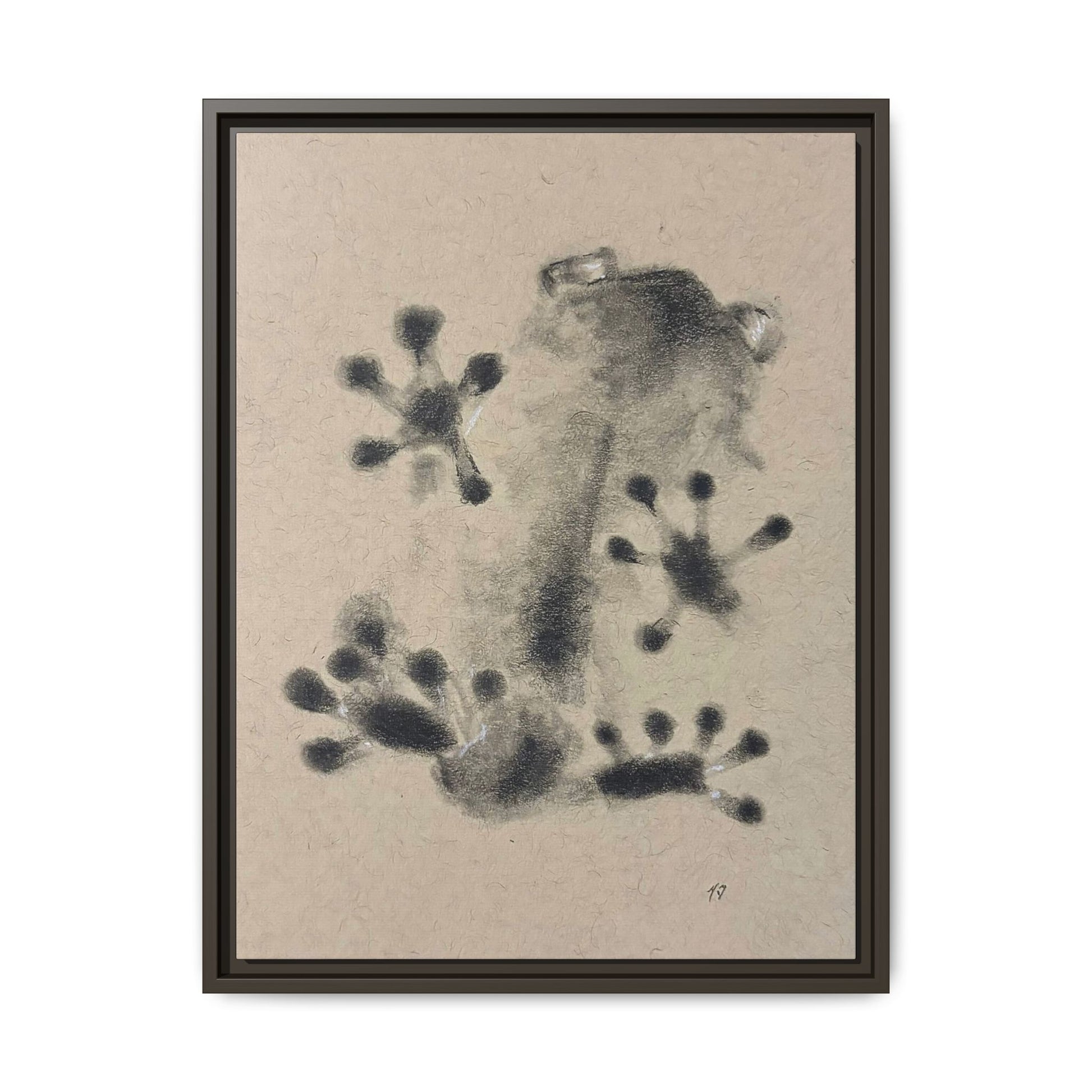 "ICY" FROG Framed Abstract Frog Ink Art — Matte Canvas Wall Print