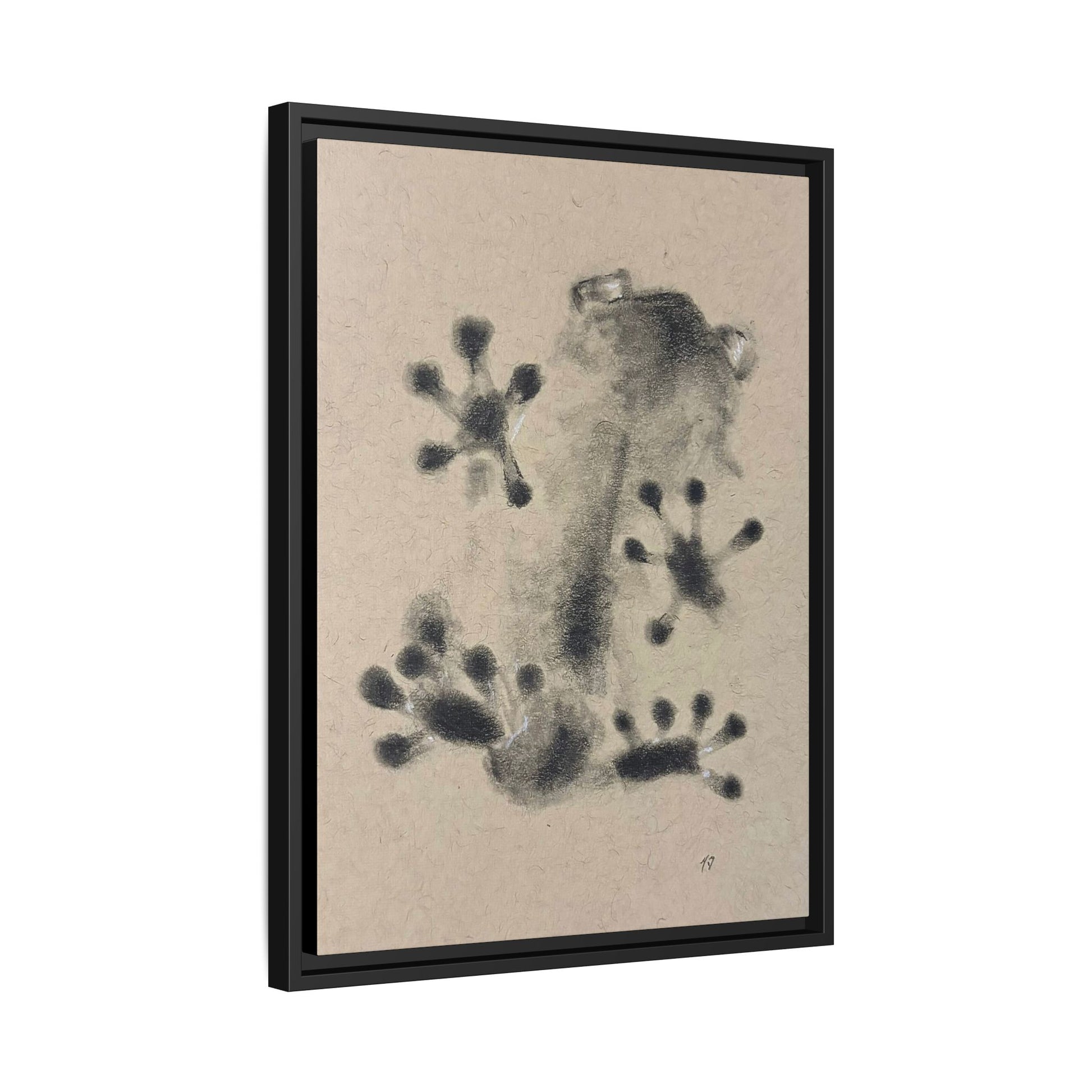 "ICY" FROG Framed Abstract Frog Ink Art — Matte Canvas Wall Print