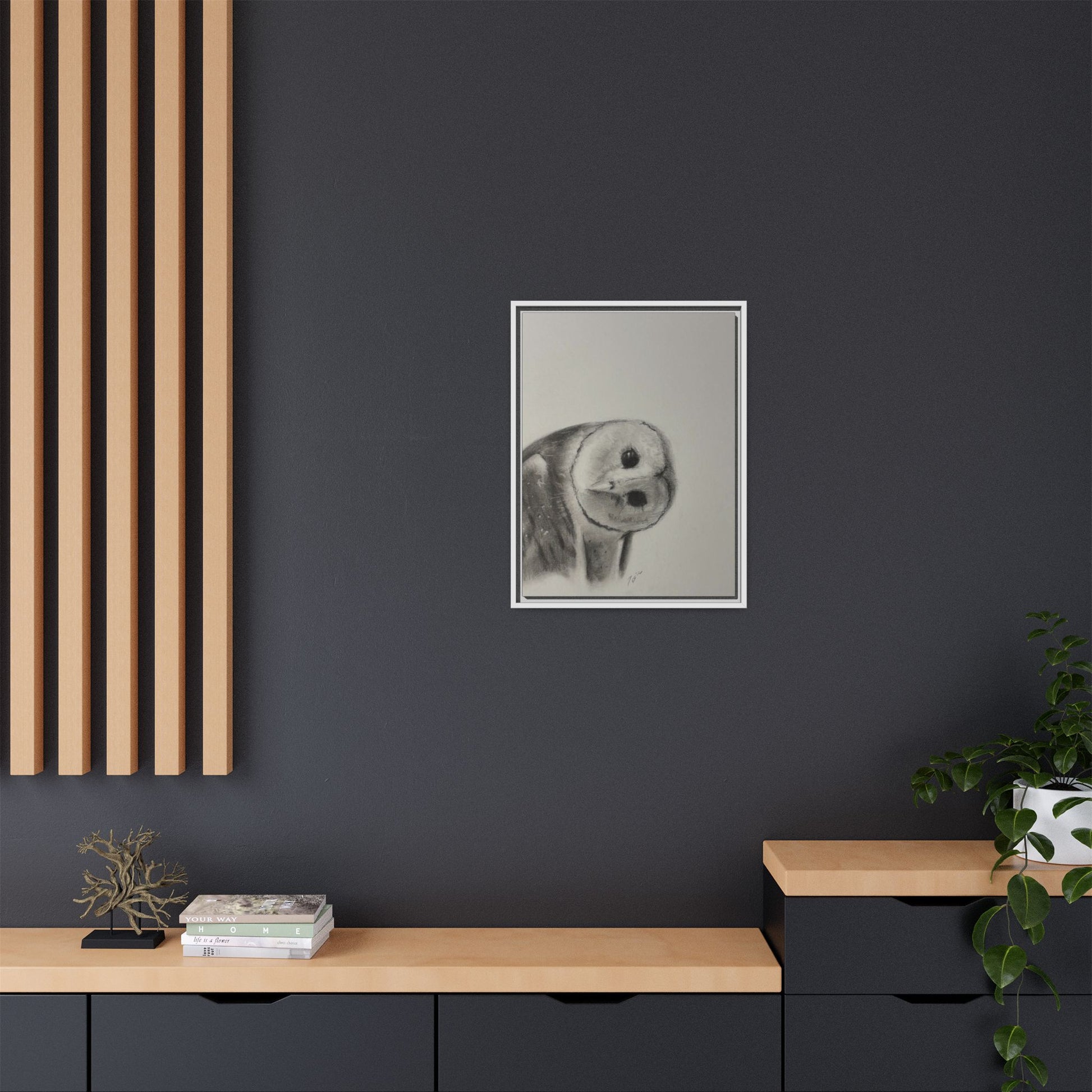 “Good Morning Owl” Matte Canvas, Framed (Multi-color)