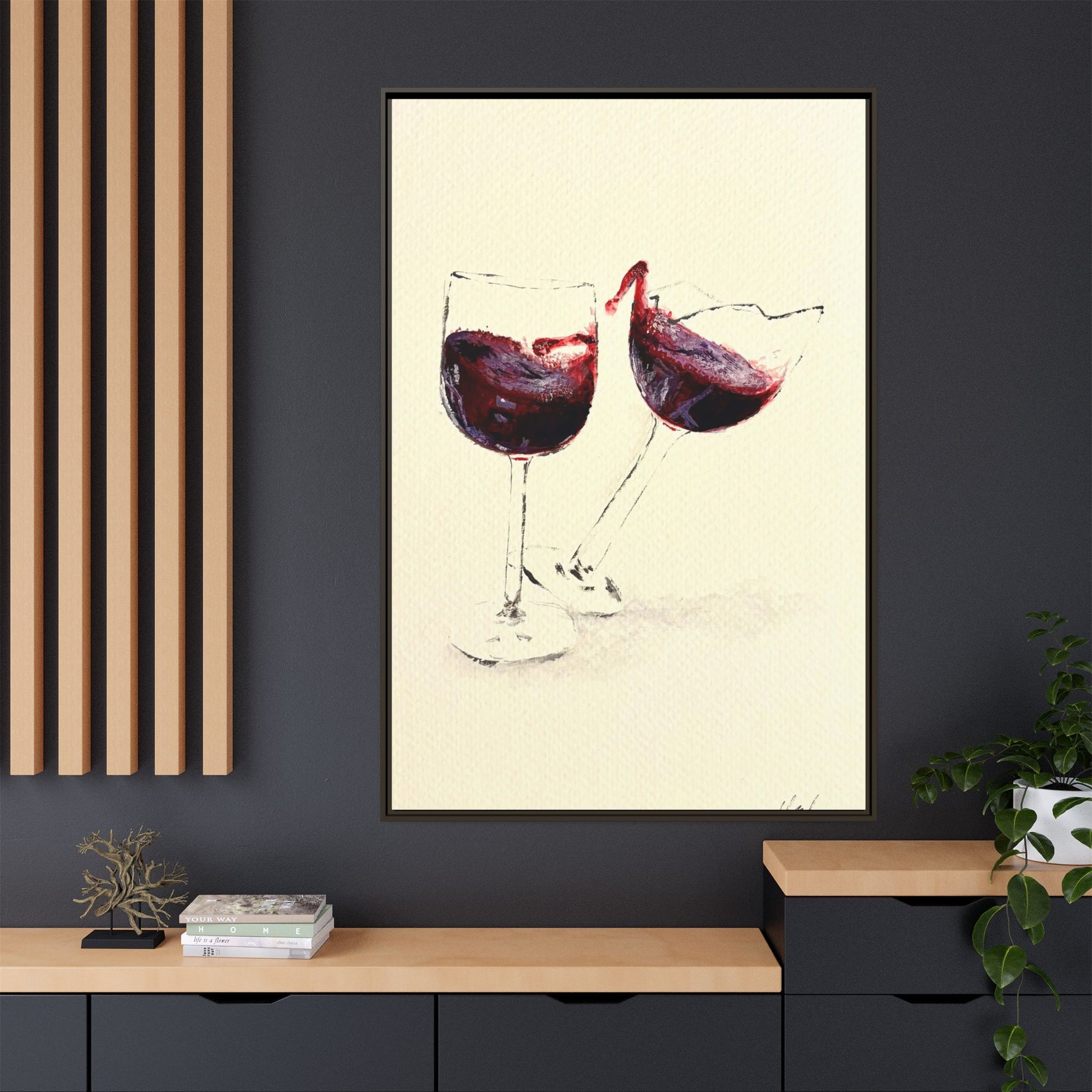 “Wine Glasses” Matte Canvas, Framed (Multi-color)
