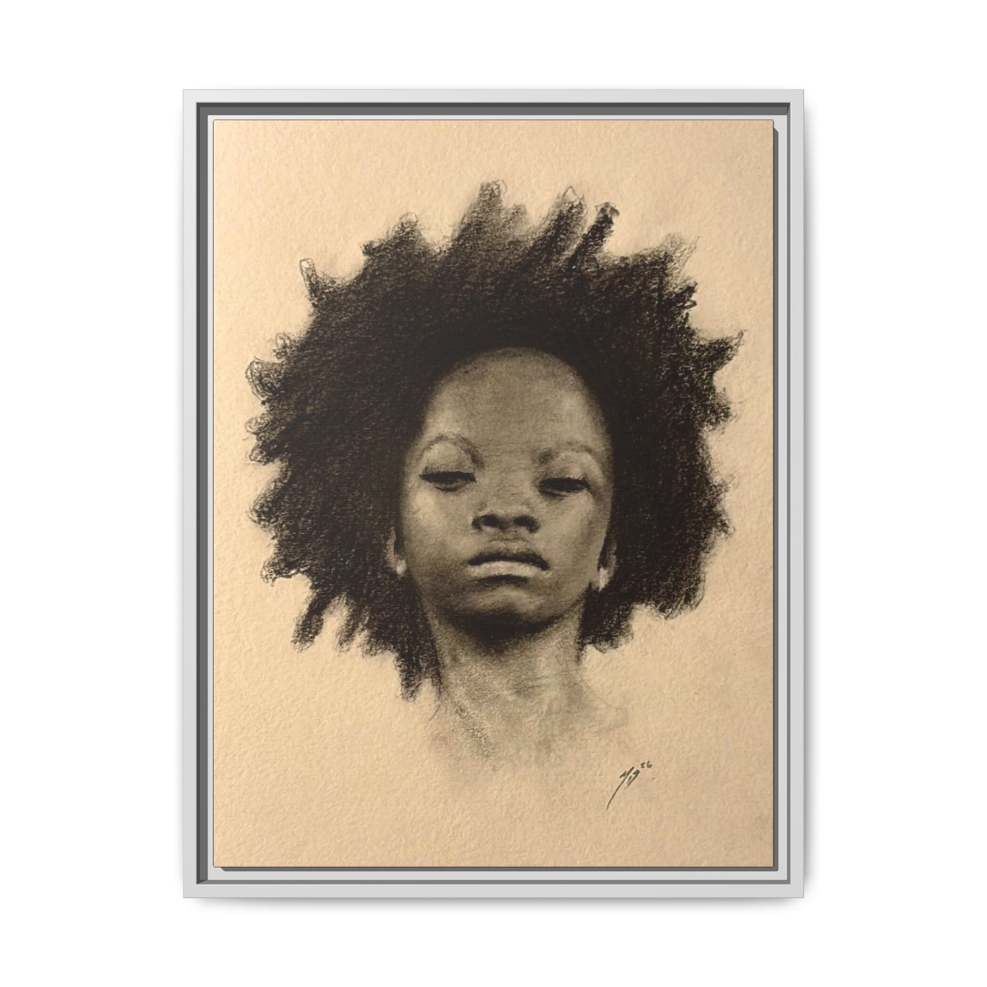 Afro Portrait Matte Canvas Print (Framed)