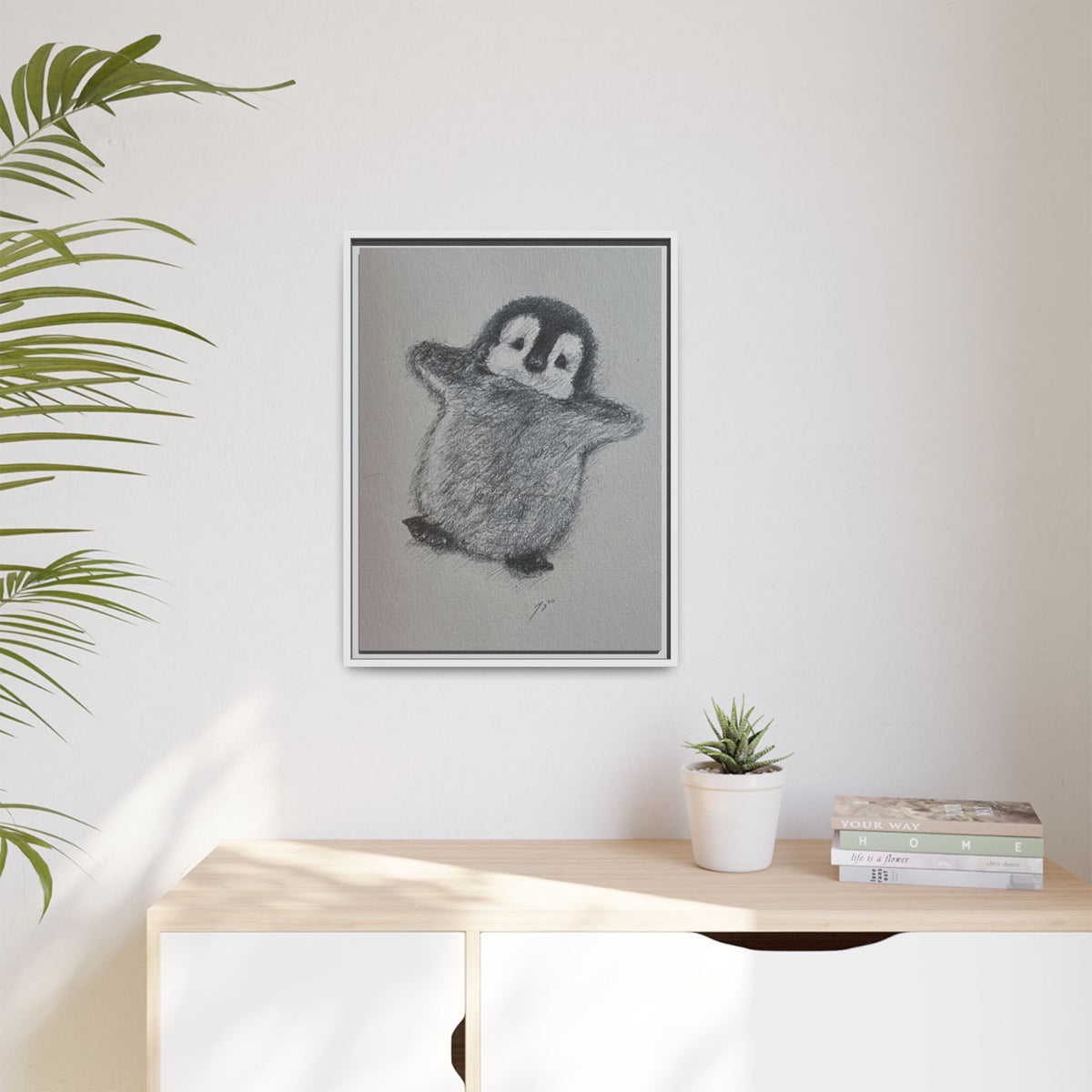 Penguin #2 Matte Canvas, Framed (Multi-color)