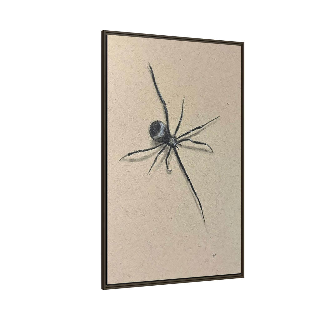 "ICY" SPIDER Framed Canvas Art — Minimal Black Spider Sketch