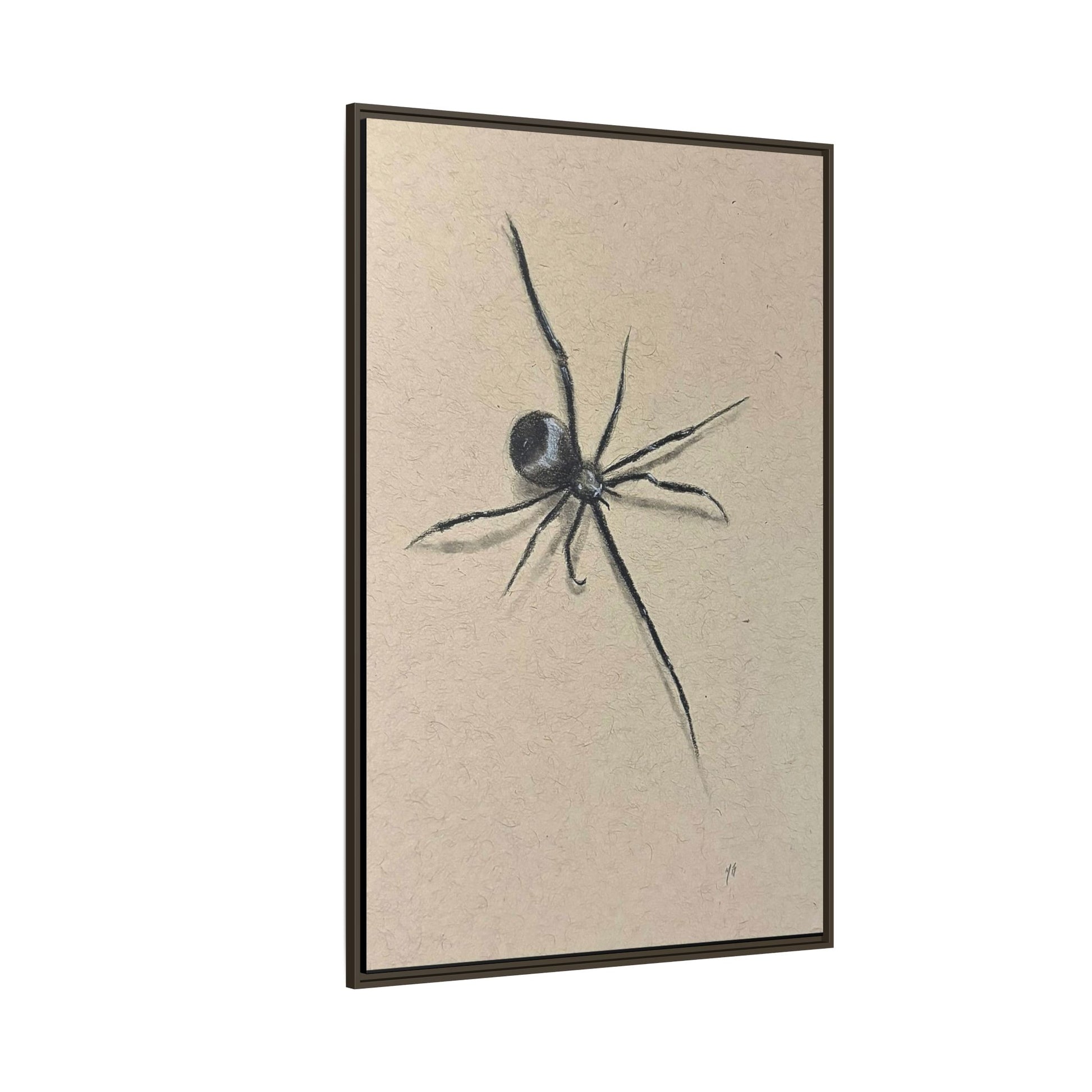 "ICY" SPIDER Framed Canvas Art — Minimal Black Spider Sketch