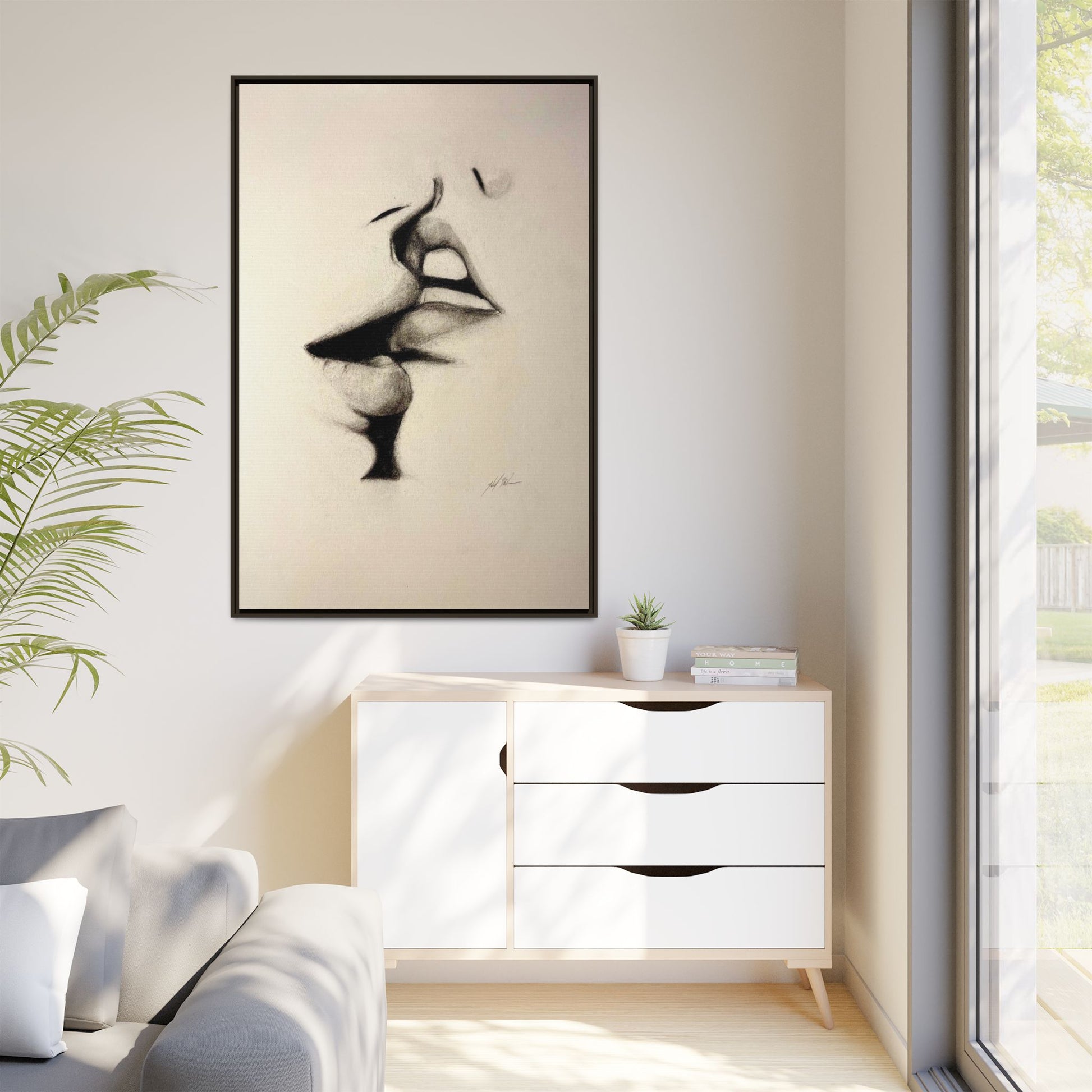 “LIP LOCK” Matte Canvas, Framed (Multi-color)