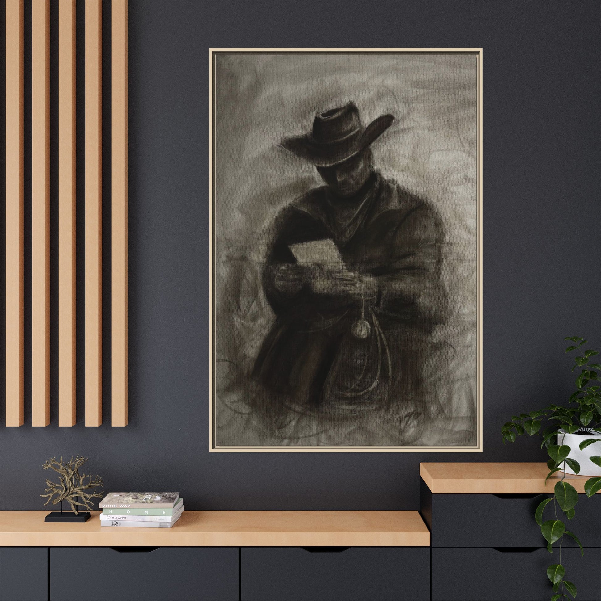 “Cowboy” Matte Canvas, Framed (Multi-color)