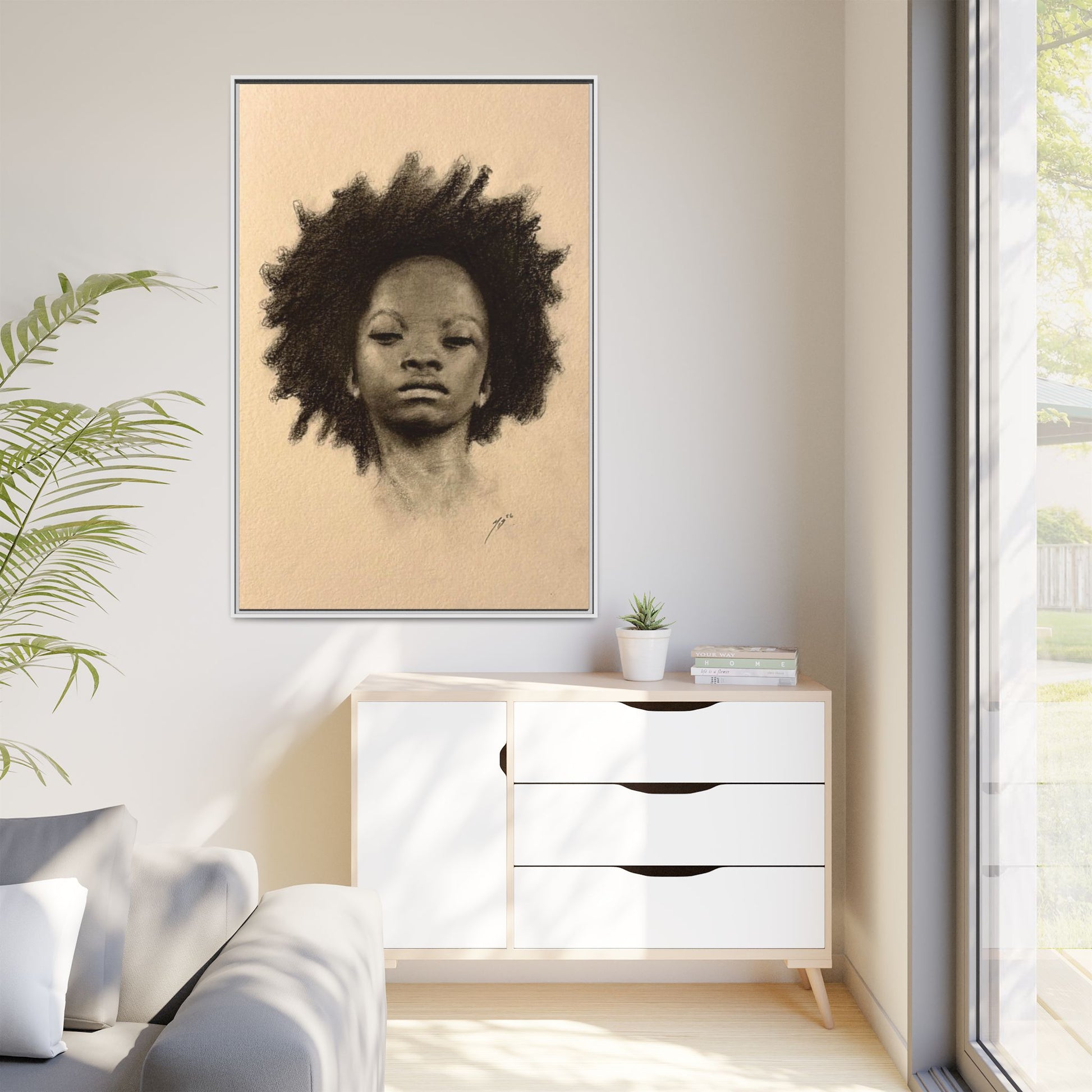 Afro Portrait Matte Canvas Print (Framed)