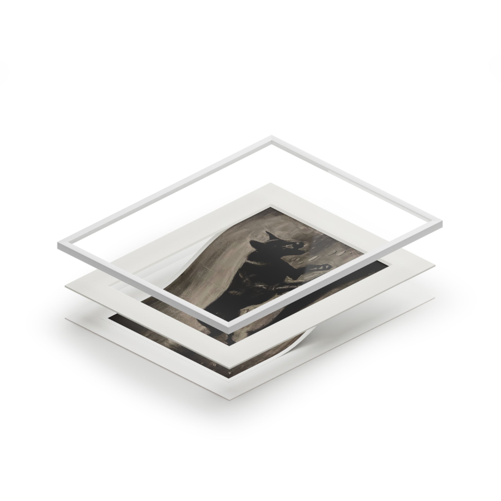"LIMITLESS" Black German Shepherd Fine Art Print with Passepartout — Vintage-Style Dog Wall Art