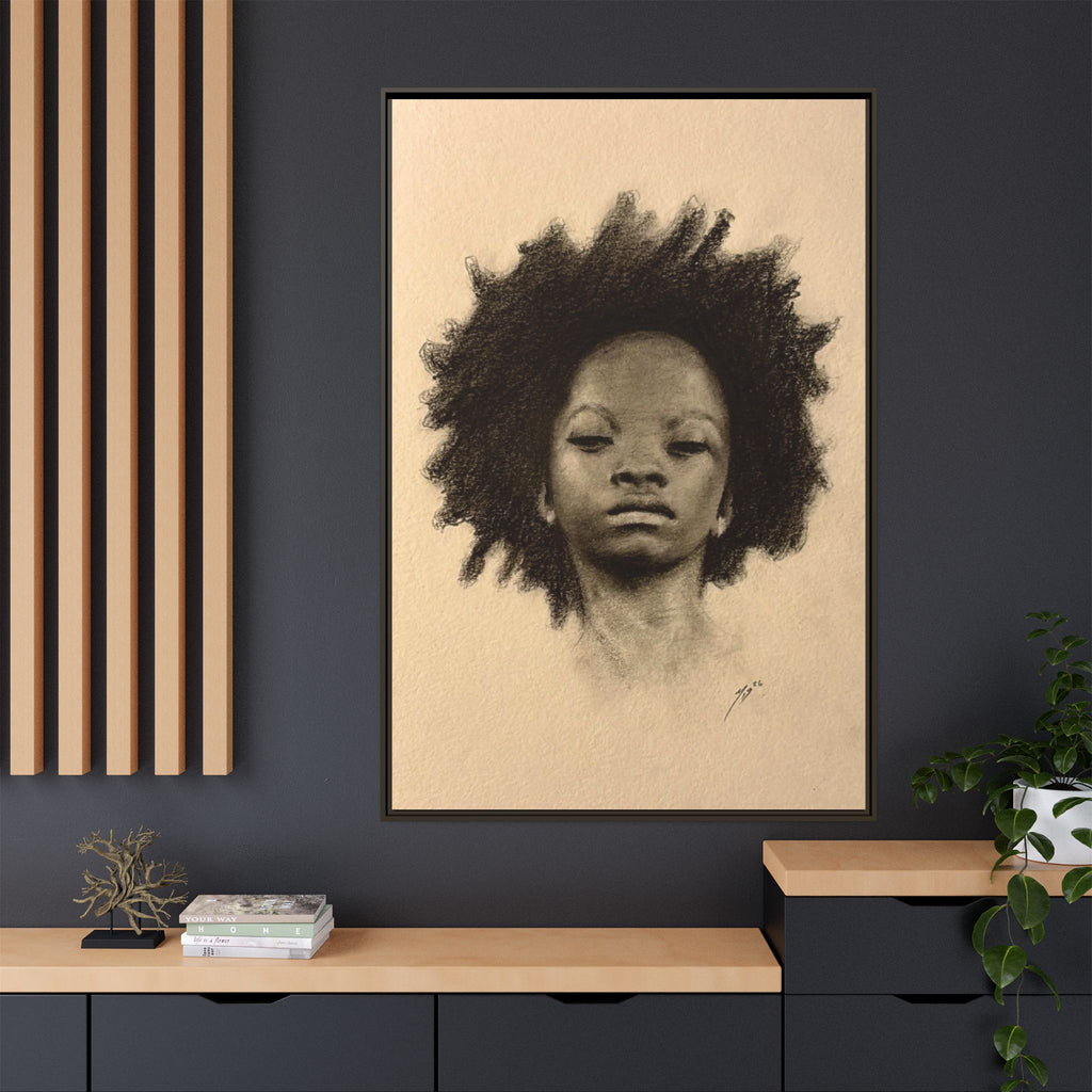 Afro Portrait Matte Canvas Print (Framed)