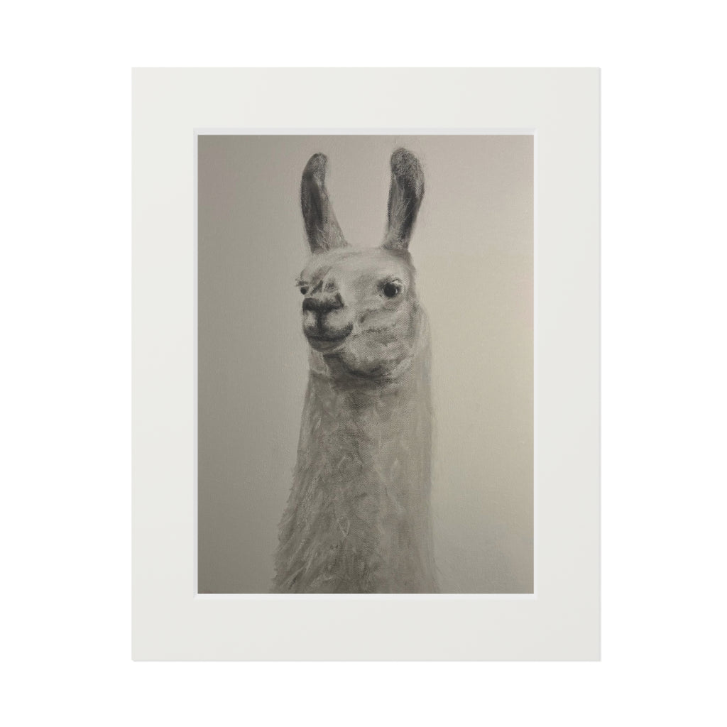 Llama Fine Art Print with Passepartout — Minimalist Neutral Wall Art
