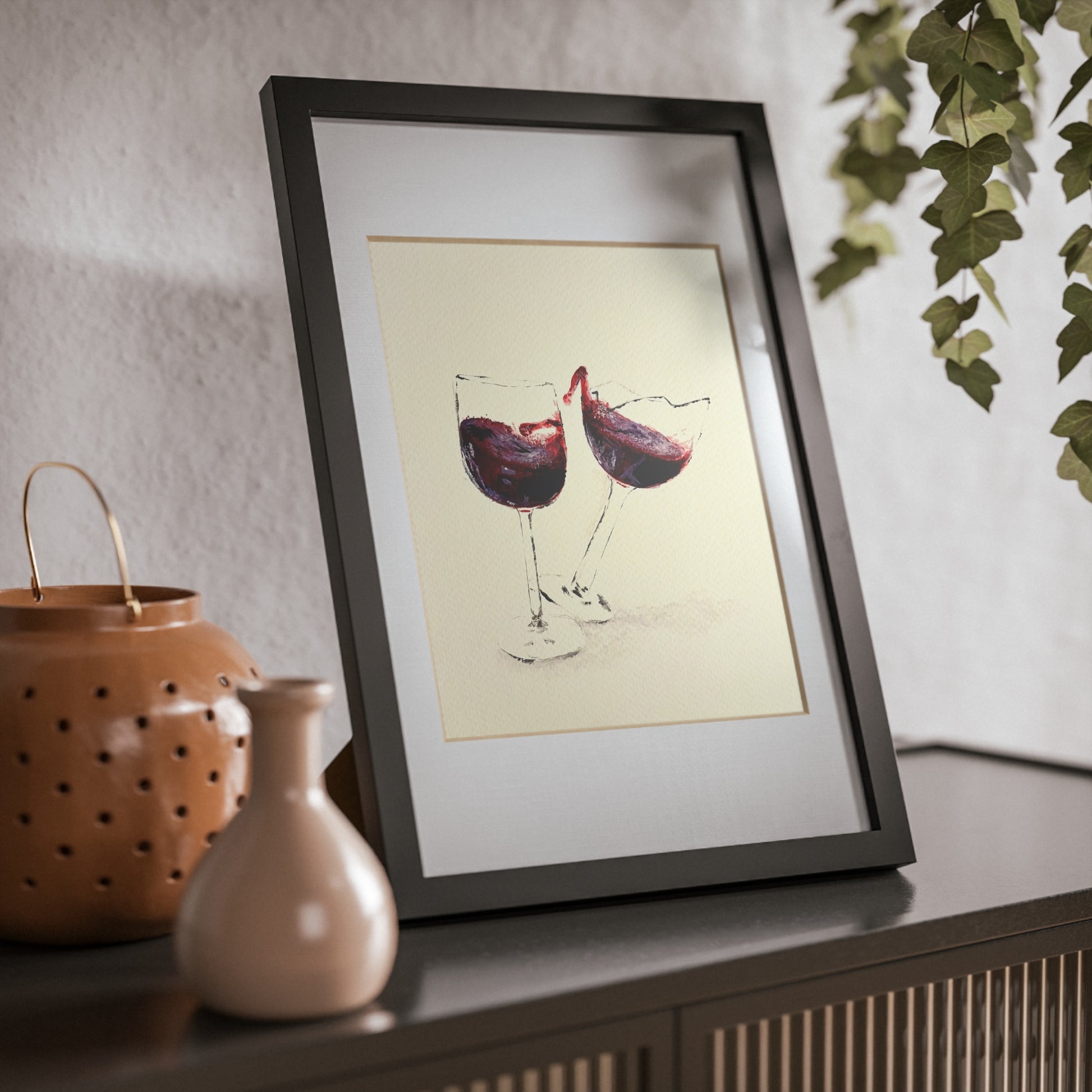 “Wine Glass” Framed Posters, Black