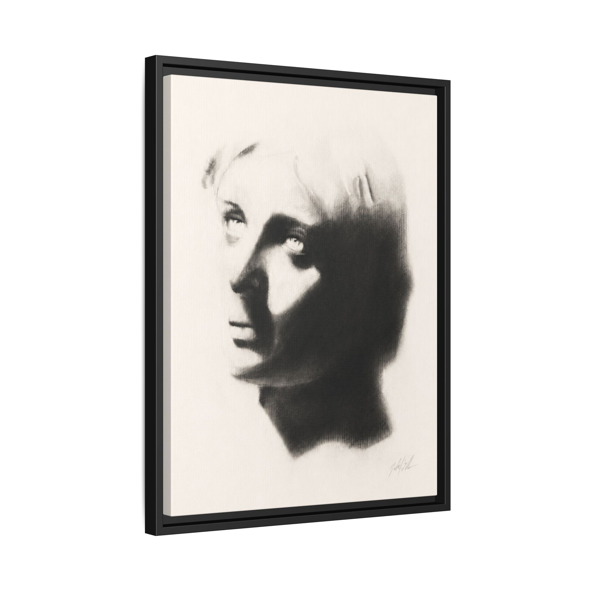 "SHADOW" Framed Matte Canvas Art — Monochrome Portrait Silhouette