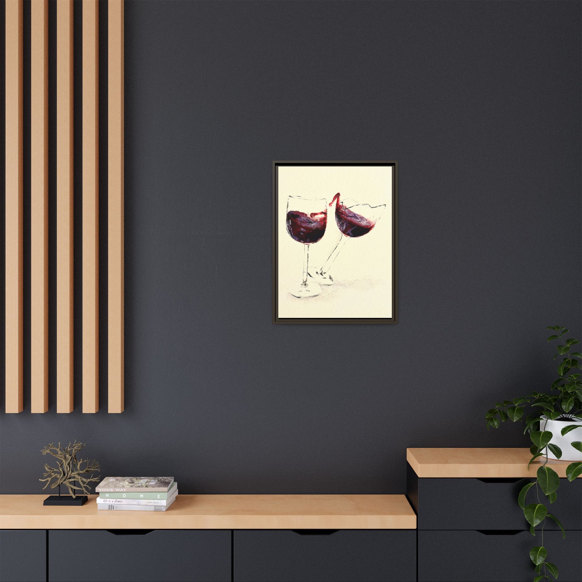 “Wine Glasses” Matte Canvas, Framed (Multi-color)