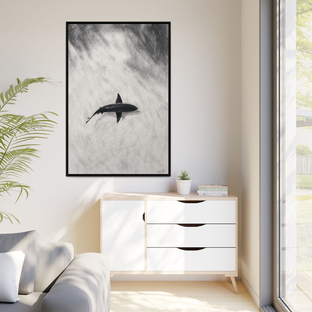 “SHARK!” Matte Canvas, Framed (Multi-color)