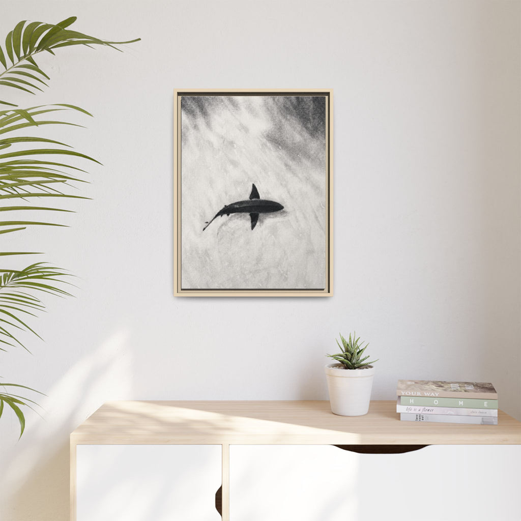 “SHARK!” Matte Canvas, Framed (Multi-color)