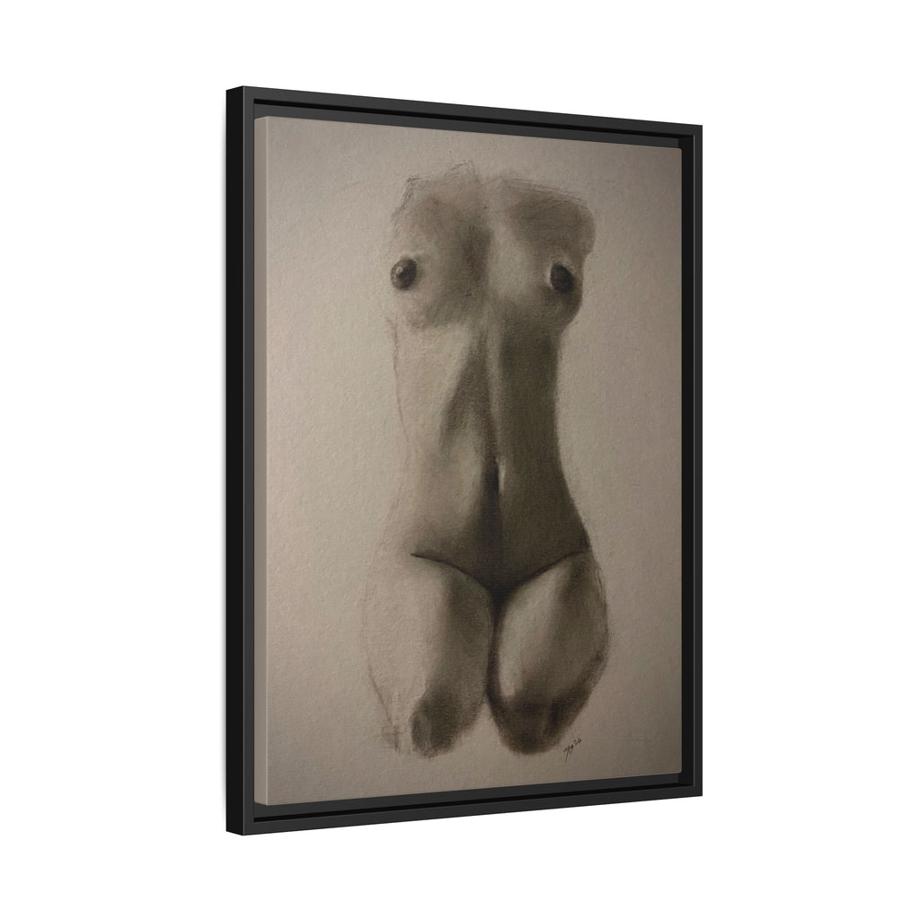 "SUNDOWN" Framed Matte Canvas – Charcoal Nude Torso Art Print