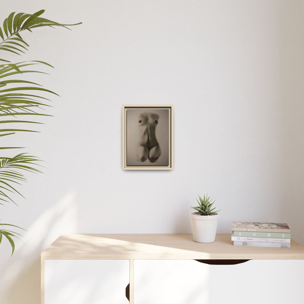 "SUNDOWN" Framed Matte Canvas – Charcoal Nude Torso Art Print