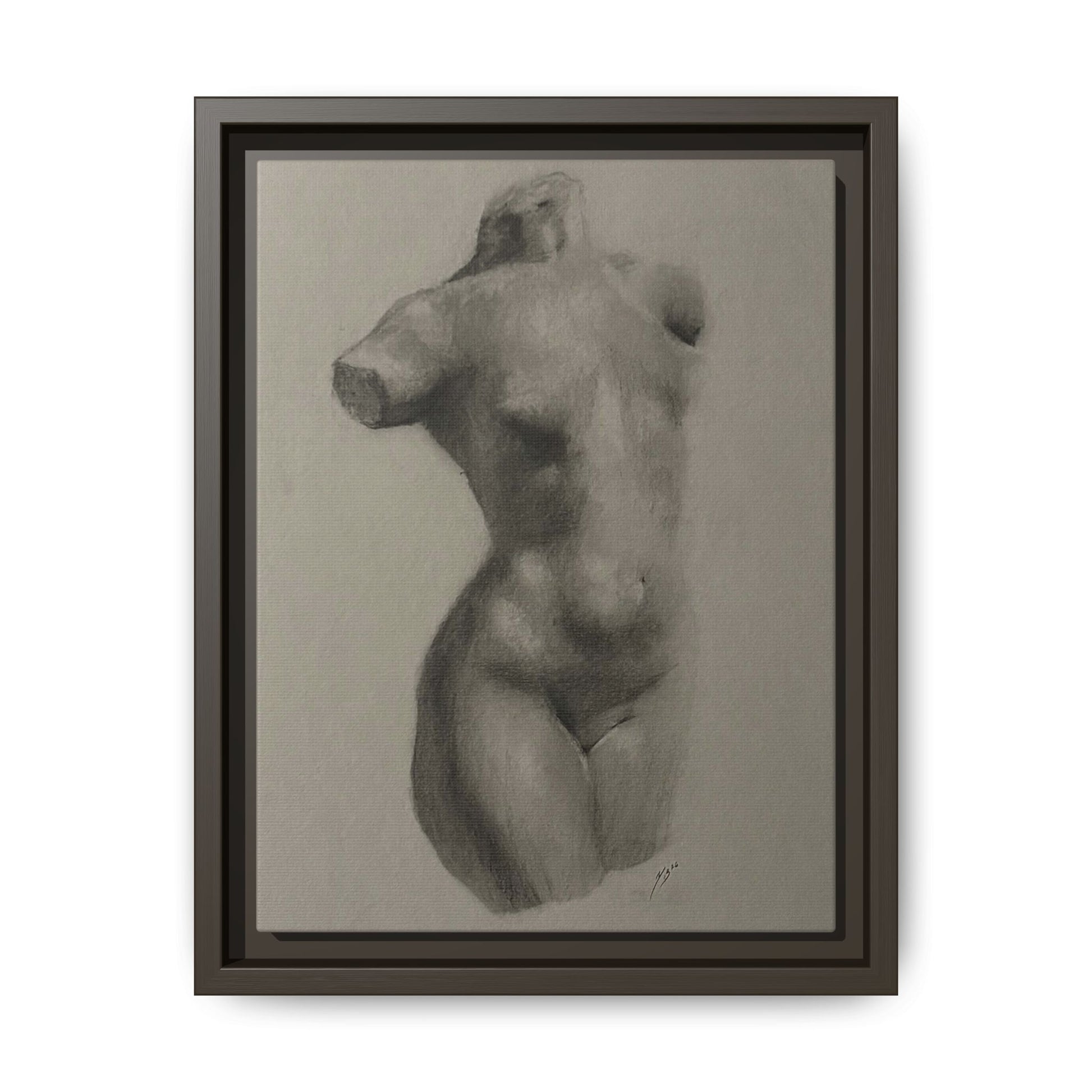 "TENDER CURVES" Framed Canvas - Multi-Color Abstract Female Form