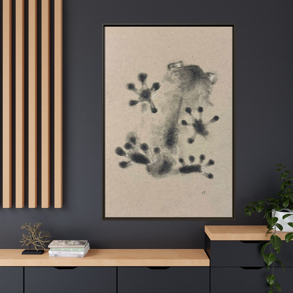 "ICY" FROG Framed Abstract Frog Ink Art — Matte Canvas Wall Print